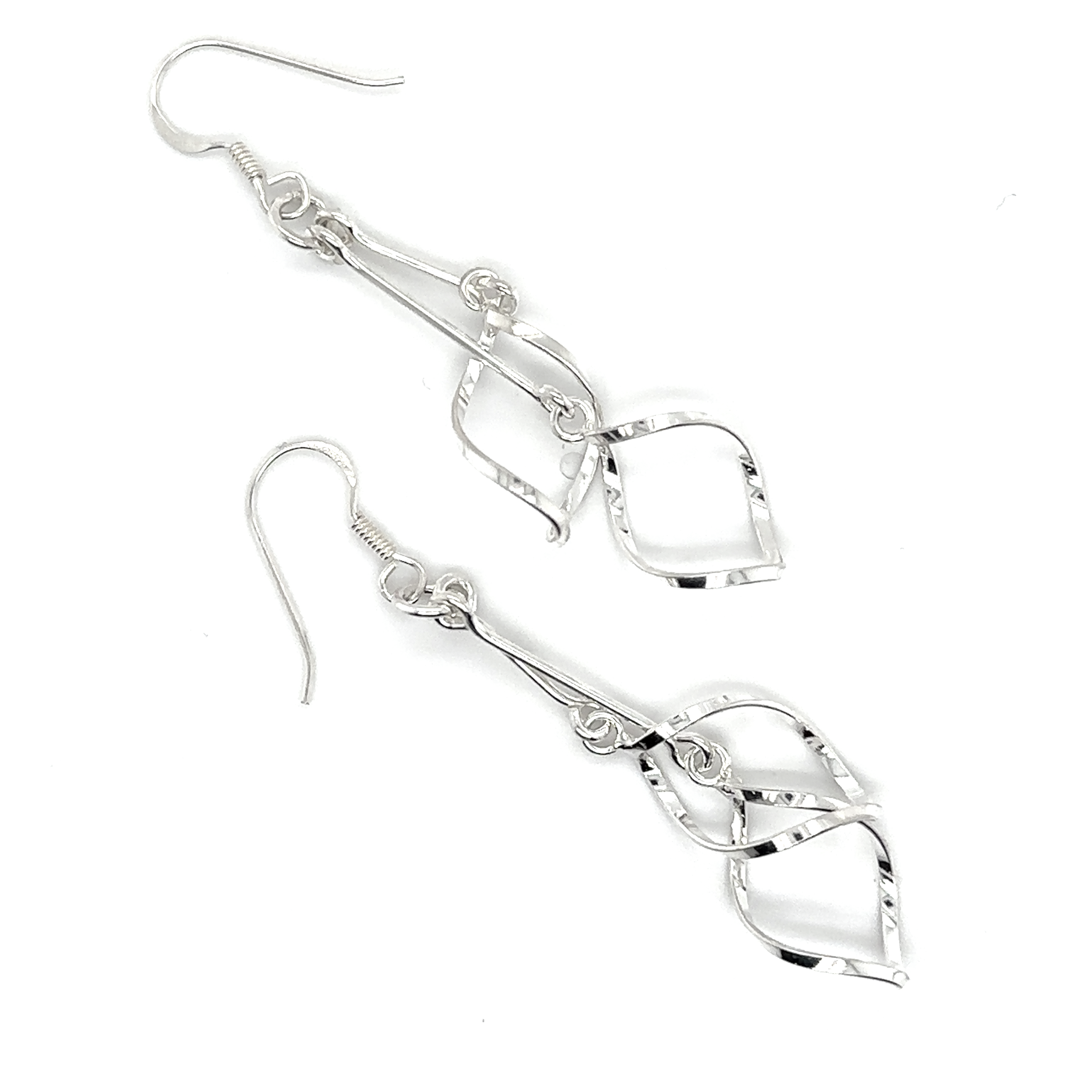 Lightweight Delicate Twisted Freeform Earrings in .925 silver by Super Silver.