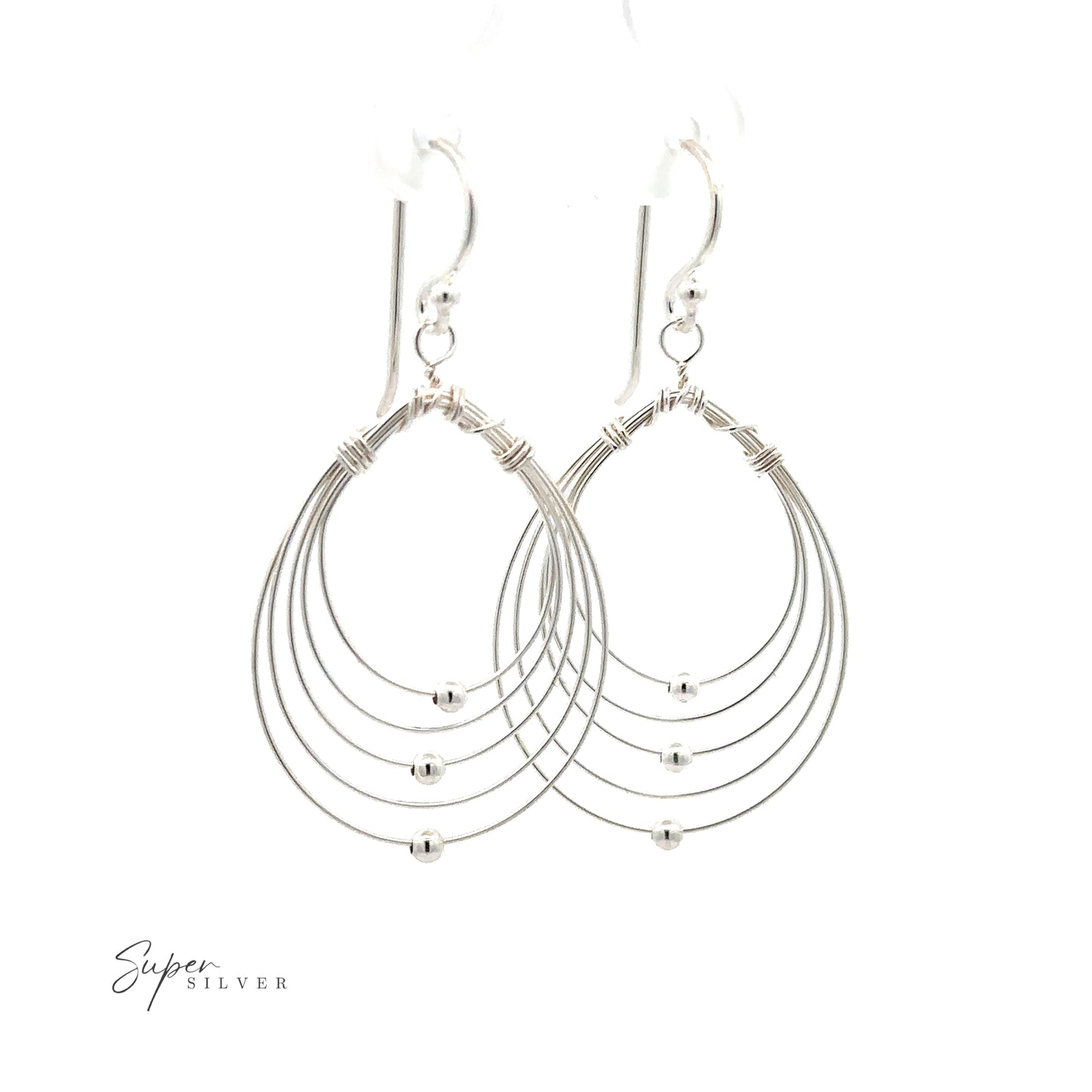 A pair of Wire Teardrop Dangle Earrings on a white background.