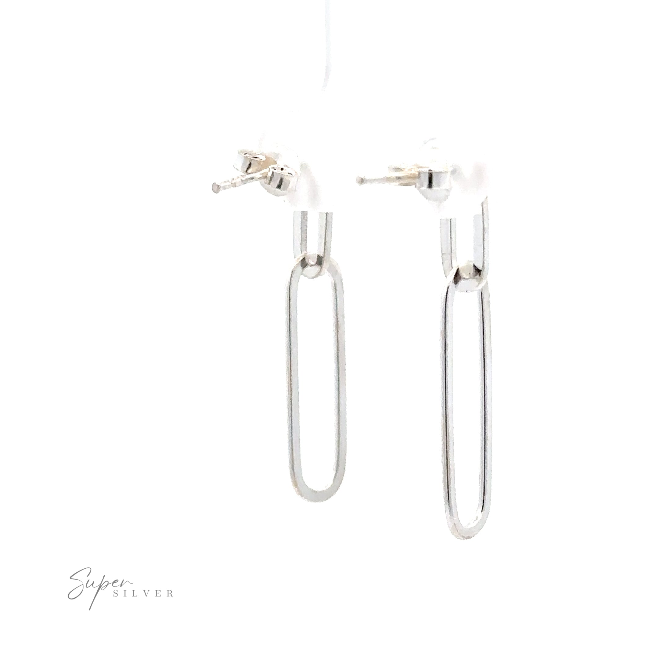 A pair of modern Chain Link Post Earrings on a white background.