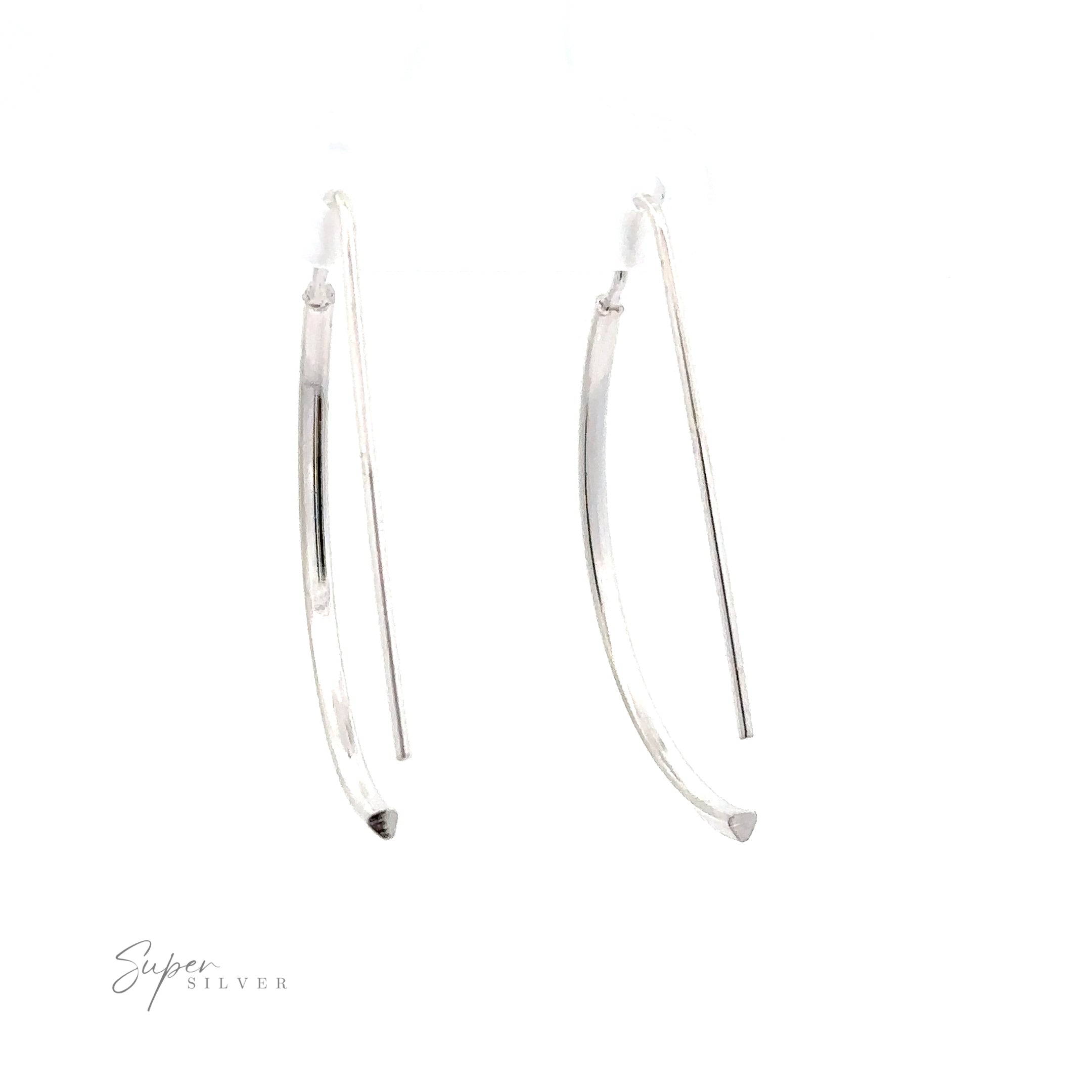 A pair of Fixed Curved Bar Earrings on a white background.