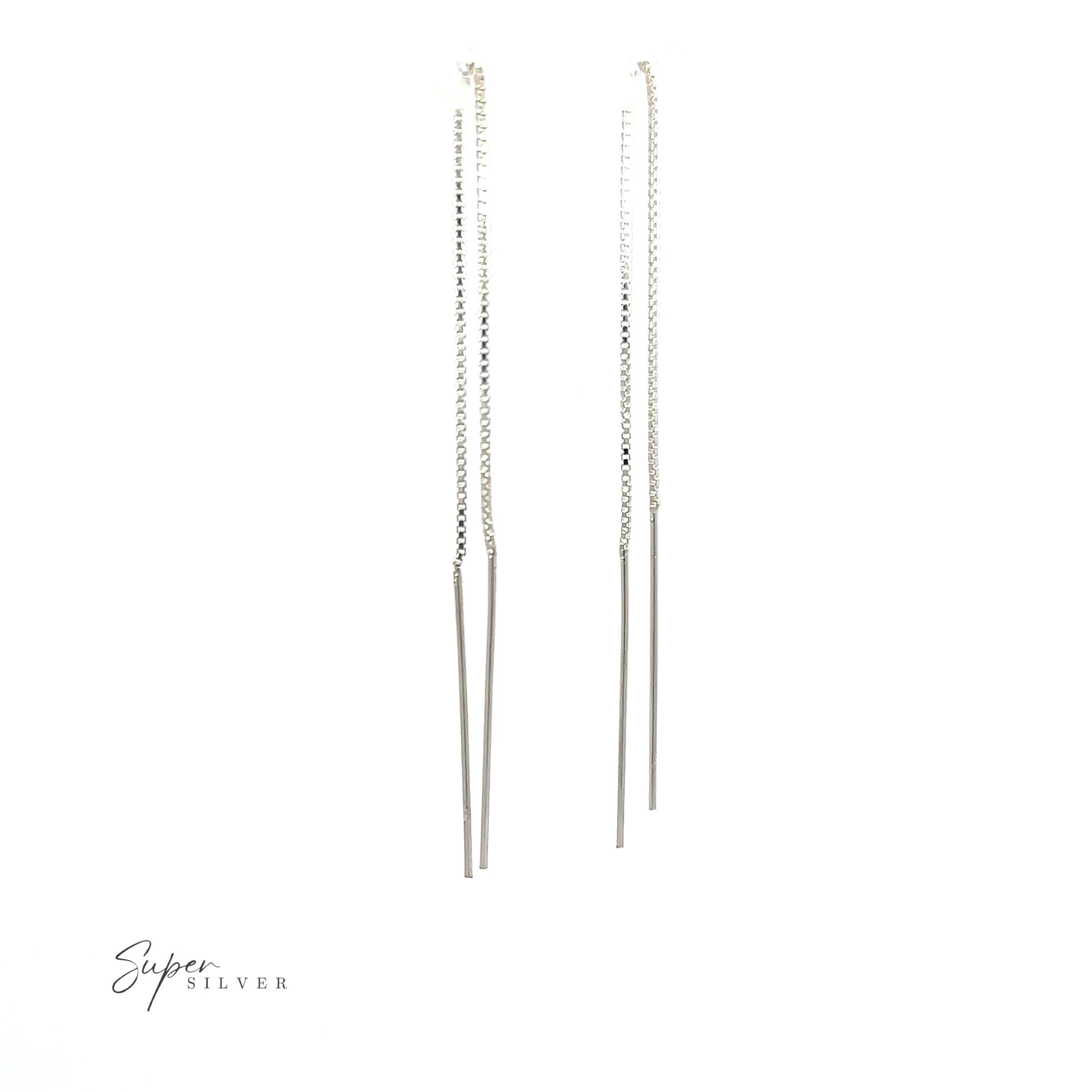 A pair of Simple Silver Wire Threader earrings with a long chain, embracing minimalism.