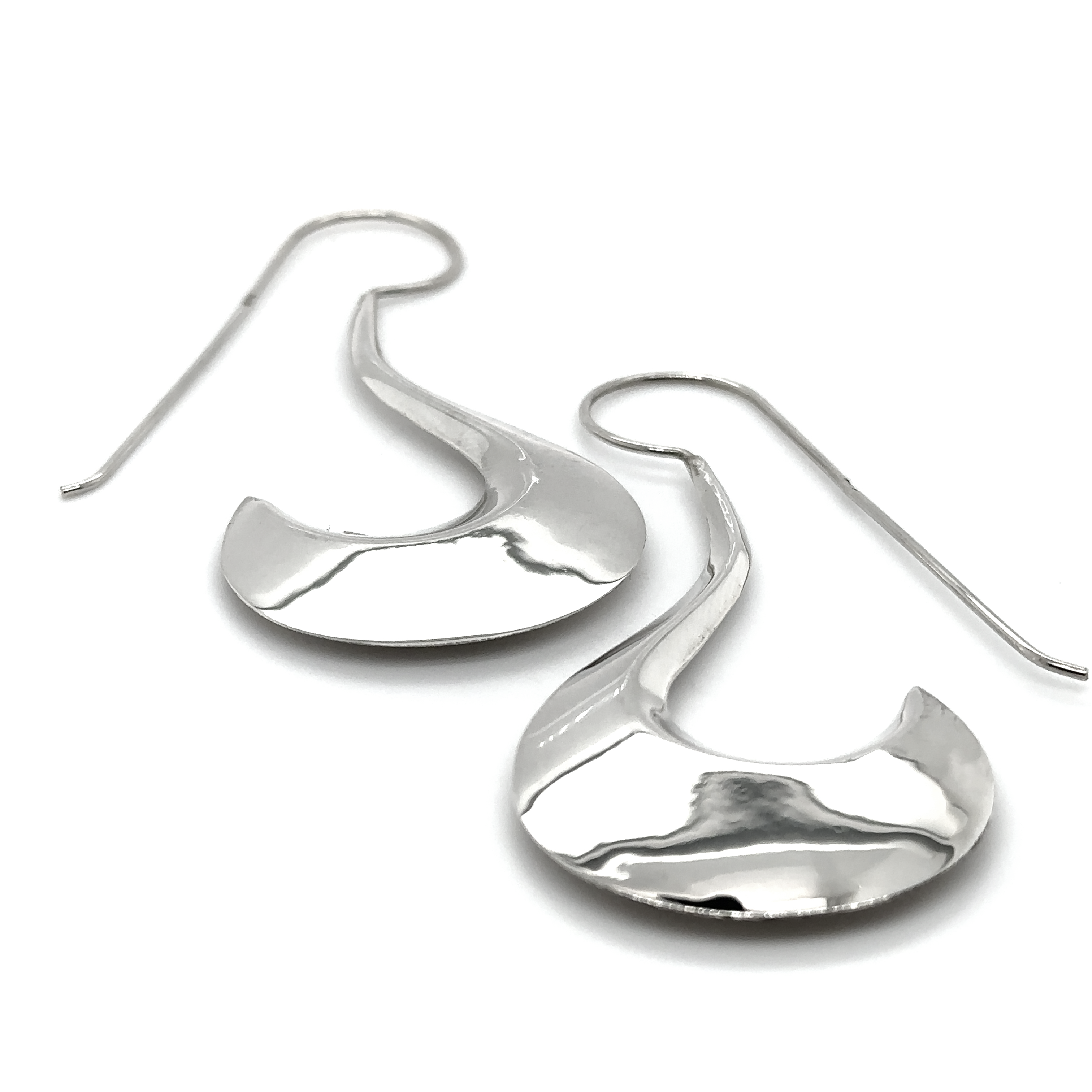 A pair of Super Silver Victorian Style Curved Earrings, crafted from .925 silver.