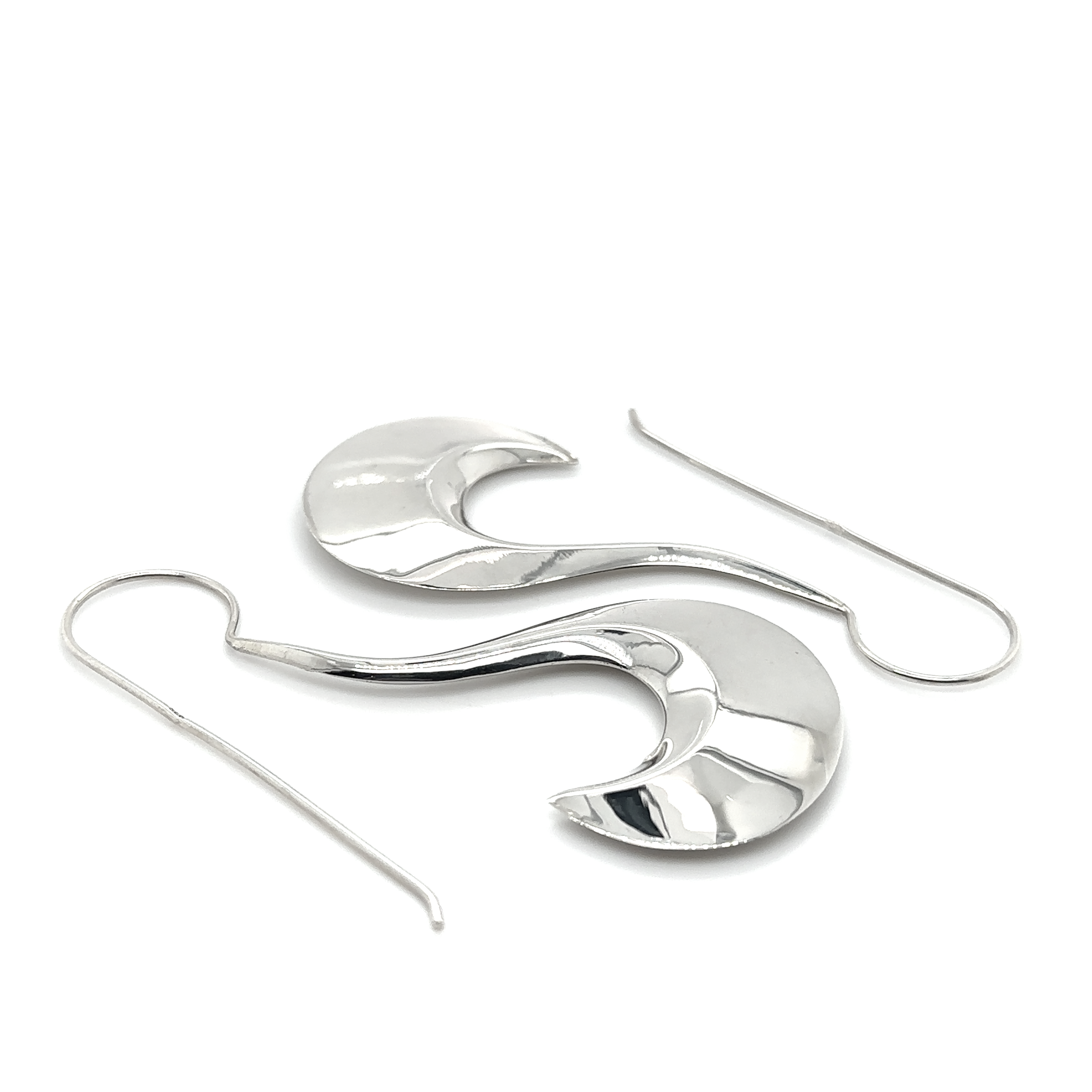 A pair of Super Silver Victorian Style Curved Earrings.