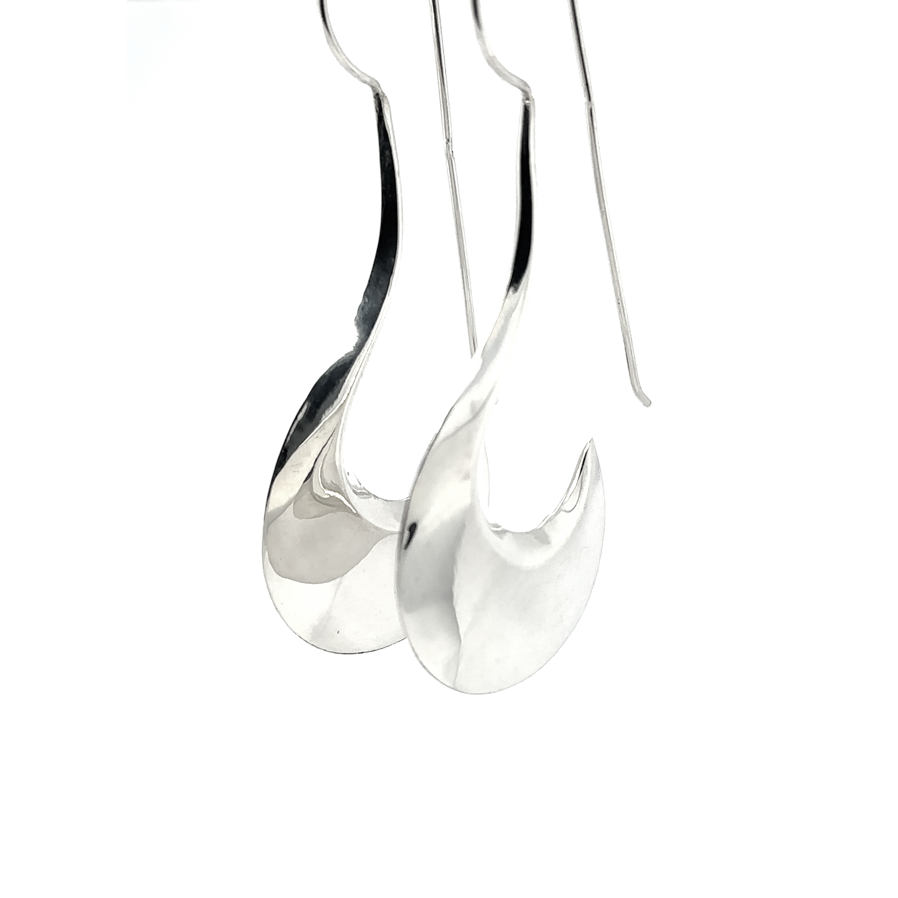 A pair of Super Silver Victorian Style Curved Earrings made of .925 silver with a curved shape.