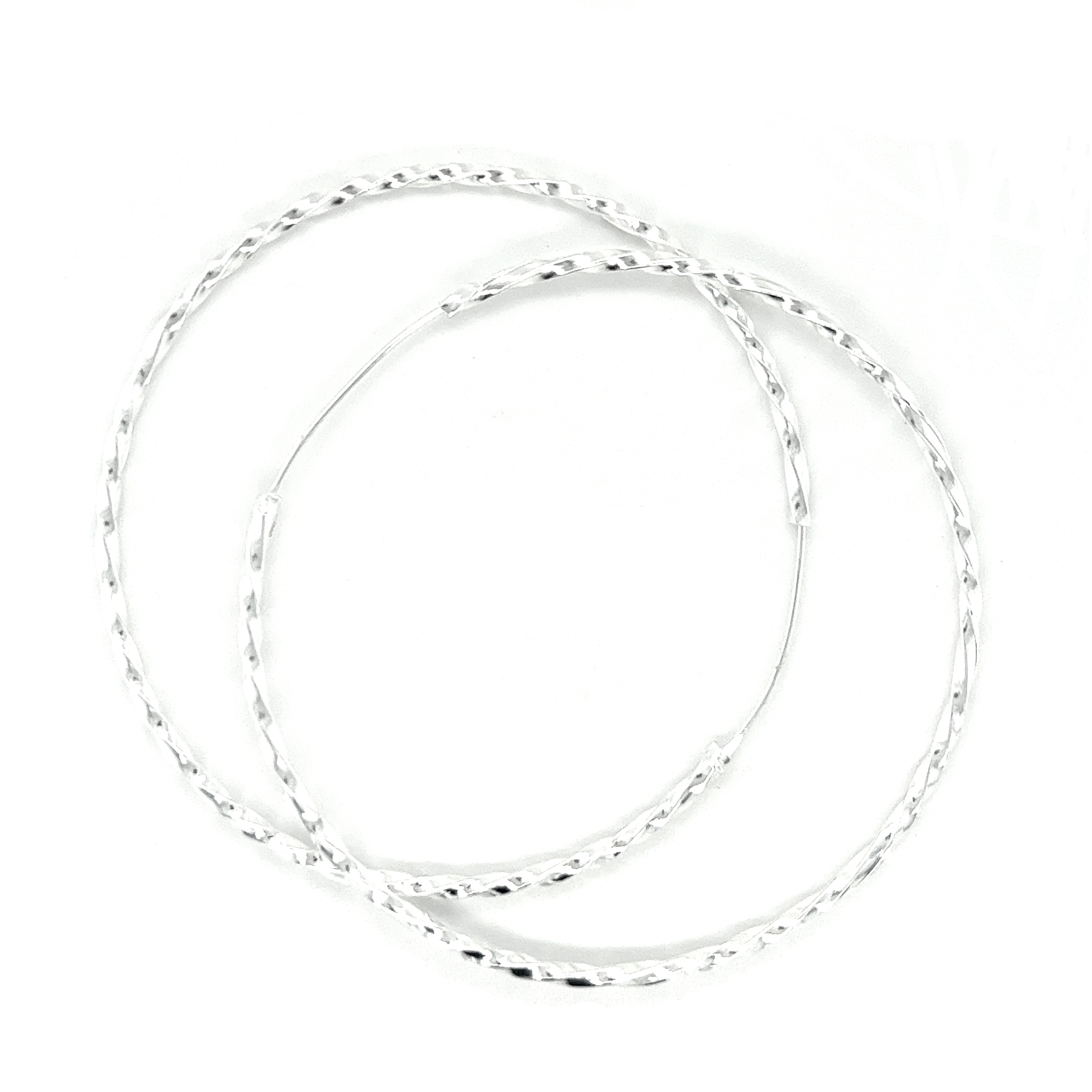 Three intertwined 70mm Twisted Hoops bangle bracelets with a twisted design, displayed against a white background.