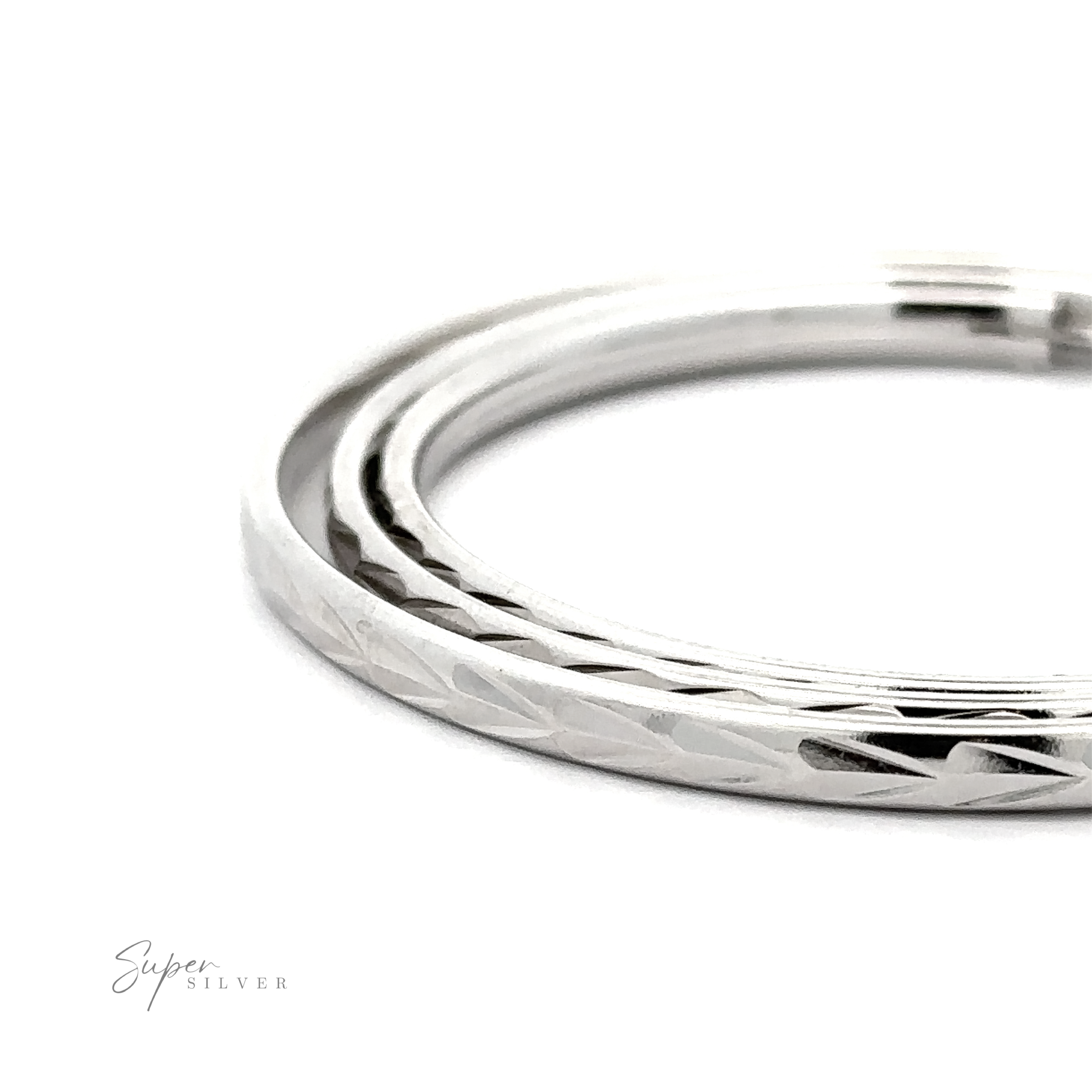 Three 3mm Chevron Faceted Hoops displayed on a white background.