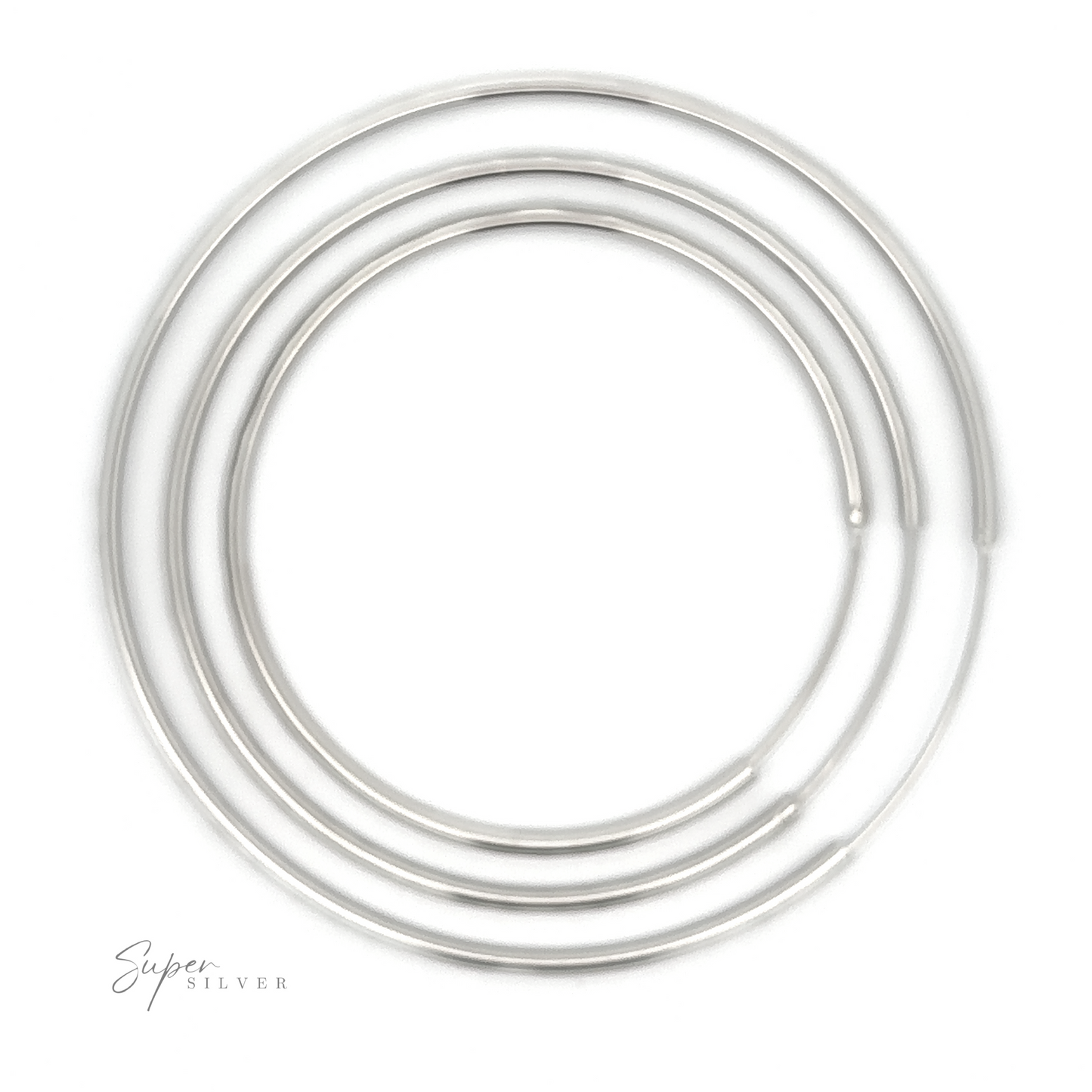 Animated image of three concentric circles made of 2mm Diamond Cut Hoop Earrings gently rotating and looping, with a signature "silver" at the bottom right corner.