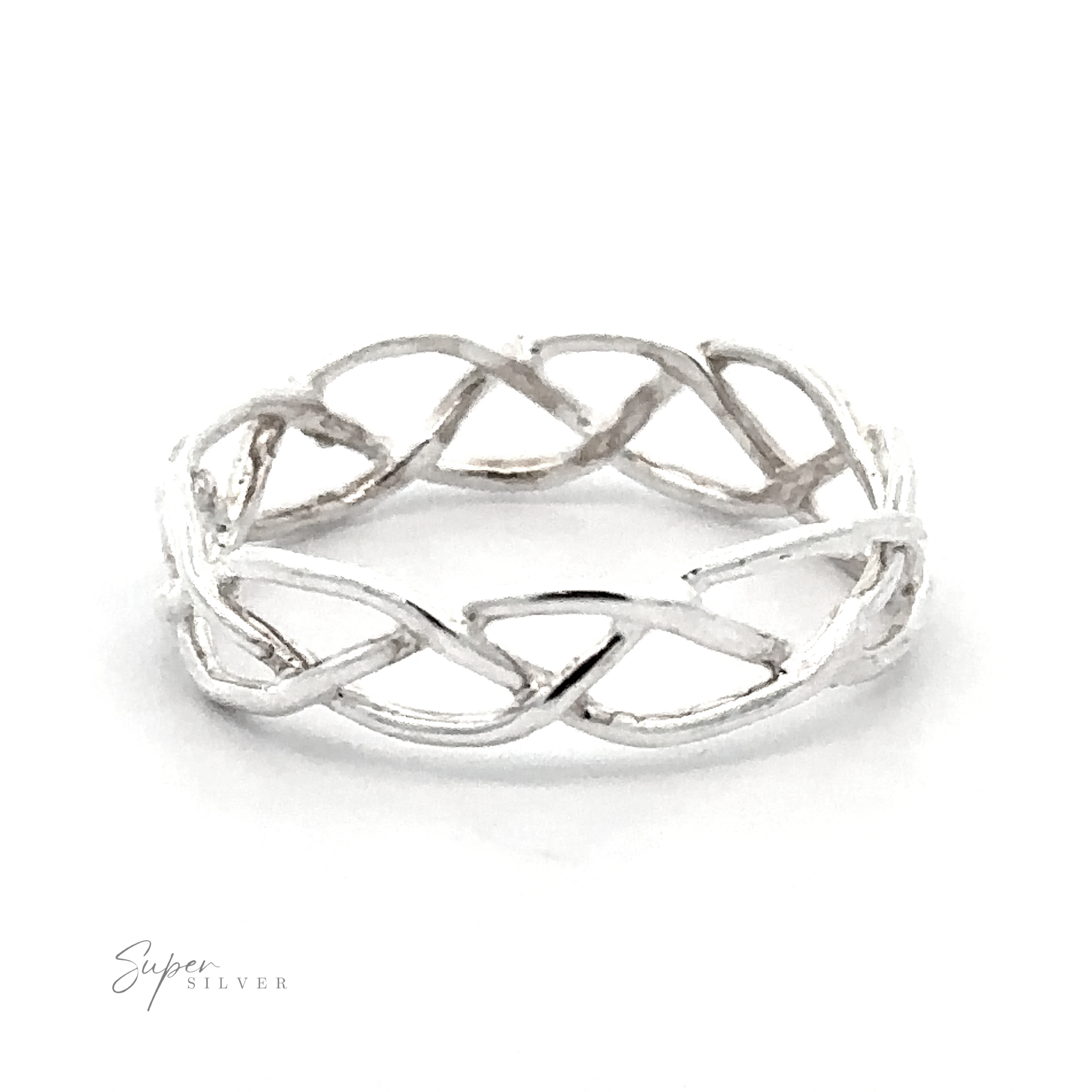 A .925 sterling silver Freestyle Band with Open Pattern.