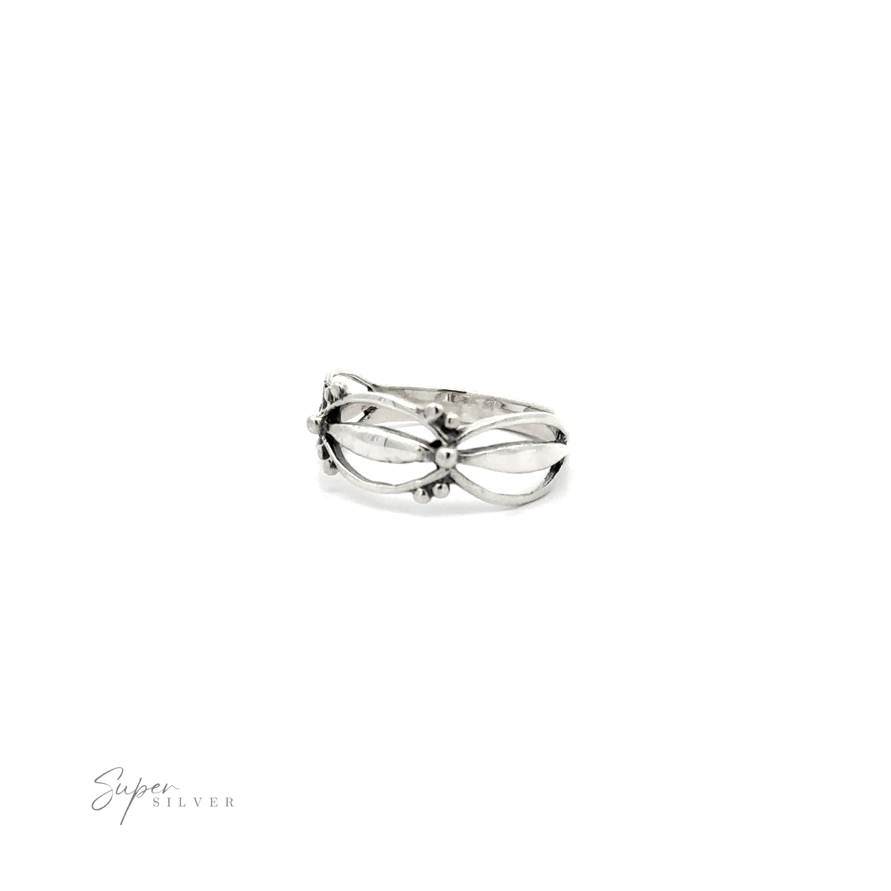 An elegant Freeform Open Band Ring with a cross in the middle, featuring a comfortable feel.