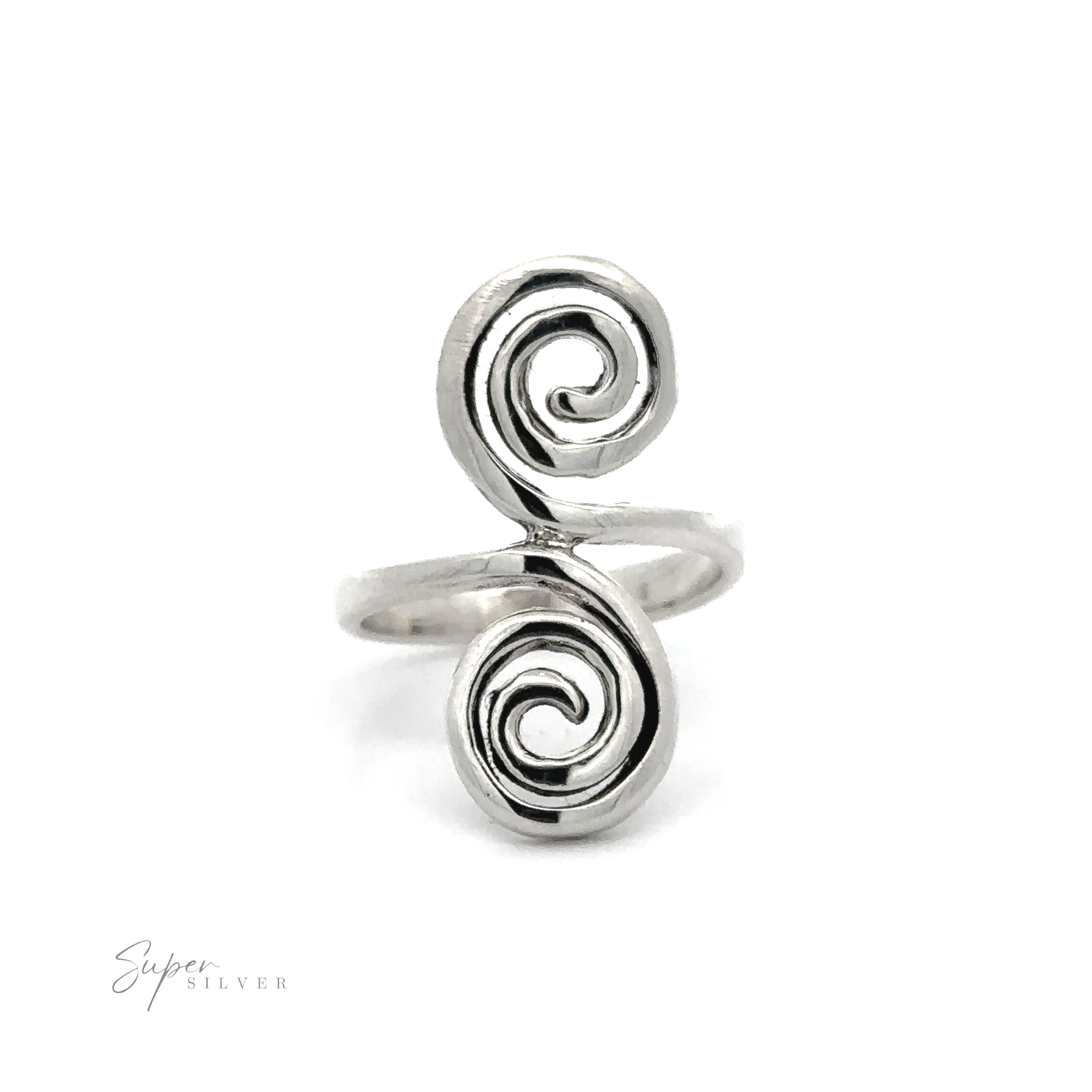 A Double Swirl ring with a Celtic spiral design.
