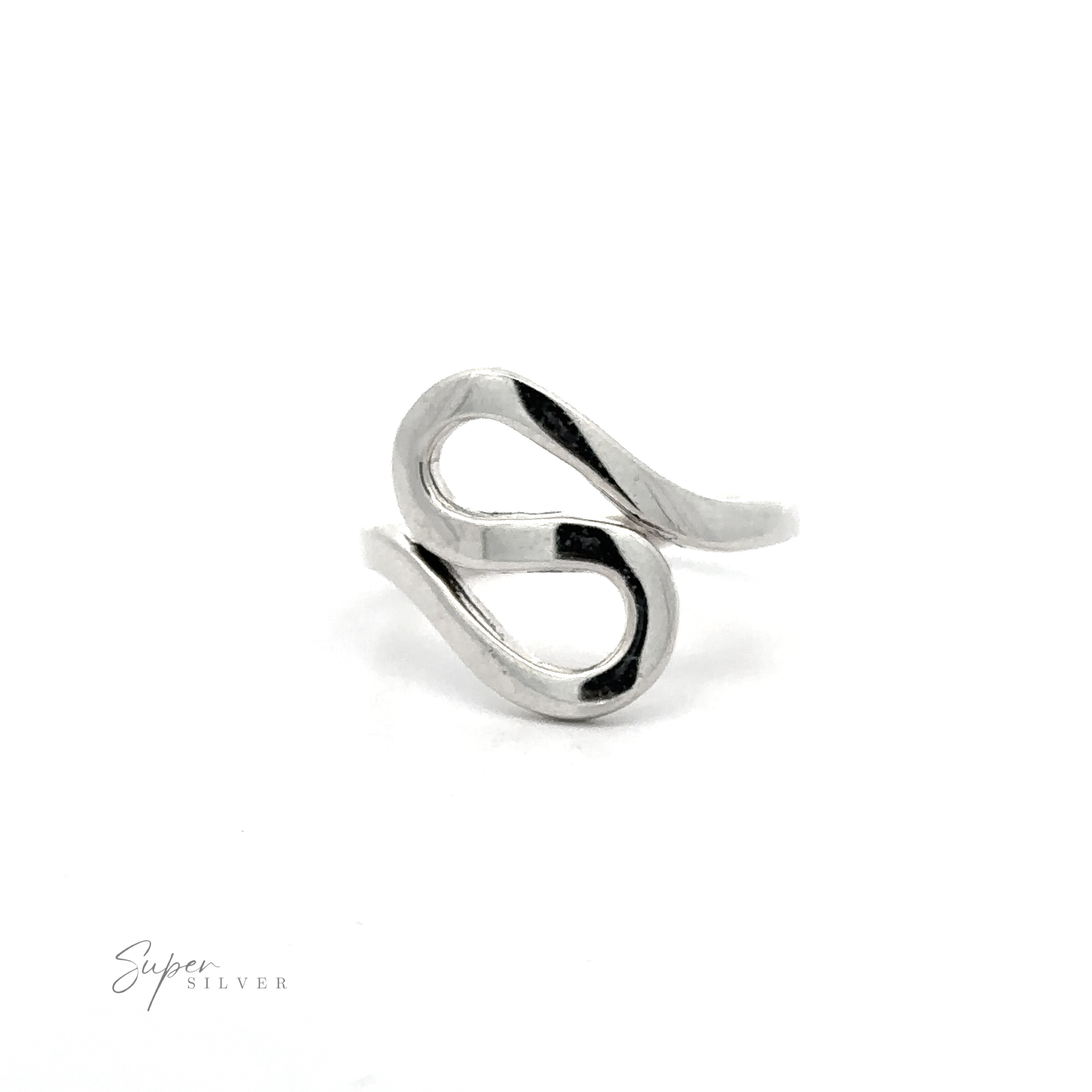A high polish Sterling Silver Squiggle Ring with a squiggle pattern.