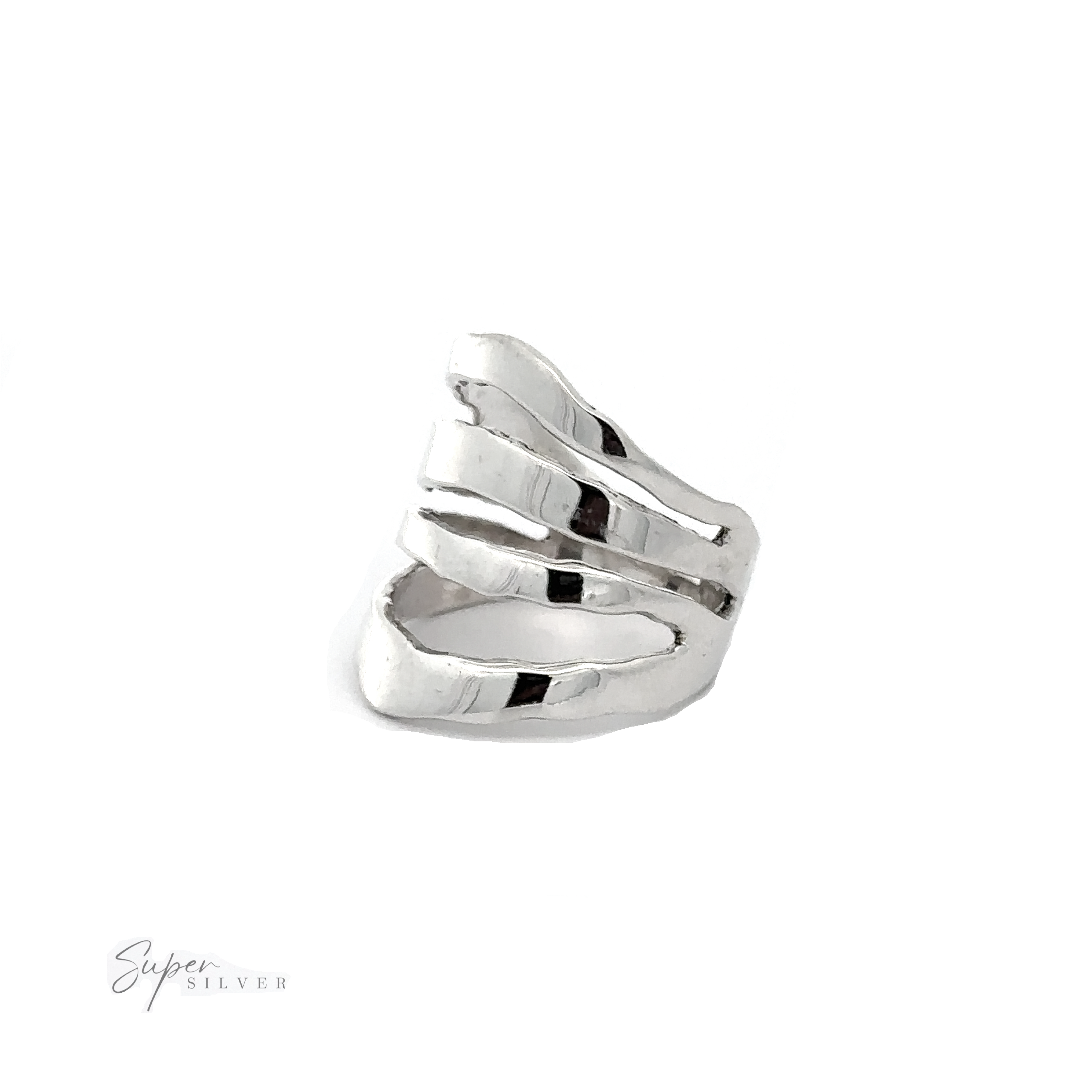 An Open Shield Band with a curved design, perfect for adorning the finger.