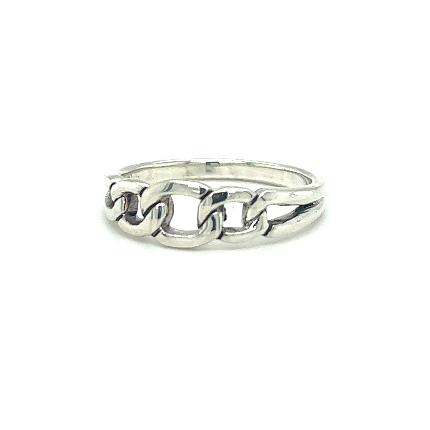 A Triple Chain Link Ring from Super Silver, with a symbolic meaning, representing interconnectedness, featuring a delicate silver chain link.