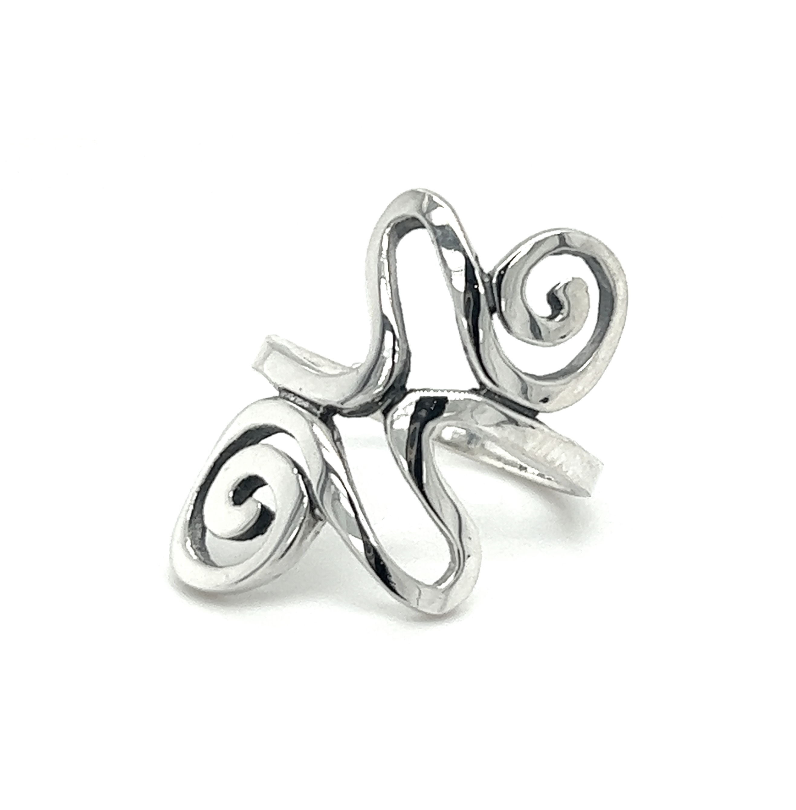 A Funky Spiral Freeform Ring with a funky spiral design, perfect for showcasing your individuality and bohemian spirit.