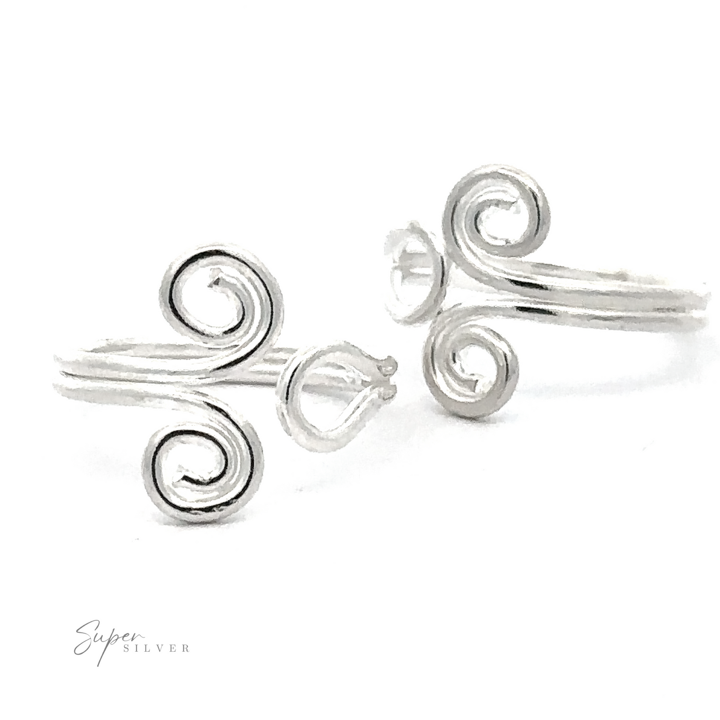 Wire Spiral Swirl Adjustable Toe Ring displayed on a plain white background, featuring boho chic aesthetics.