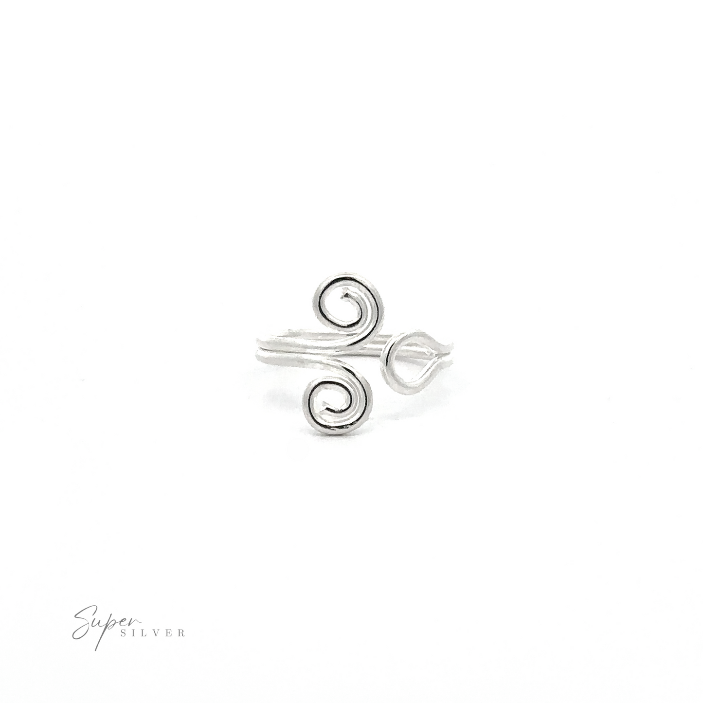 A Wire Spiral Swirl Adjustable Toe Ring with a minimalist, boho chic design, displayed on a plain white background.