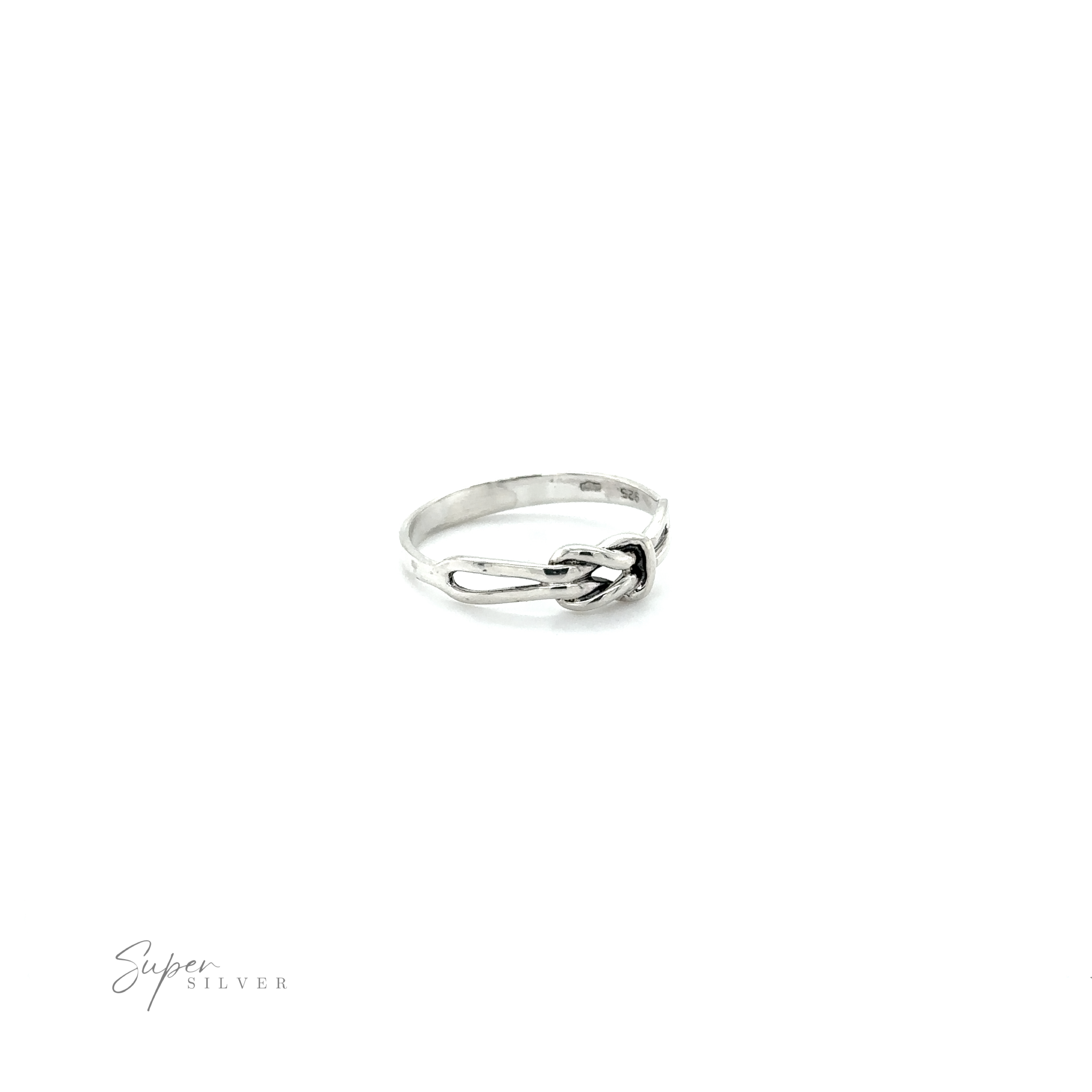 A Slender Square Knot Ring with a flower on it.
