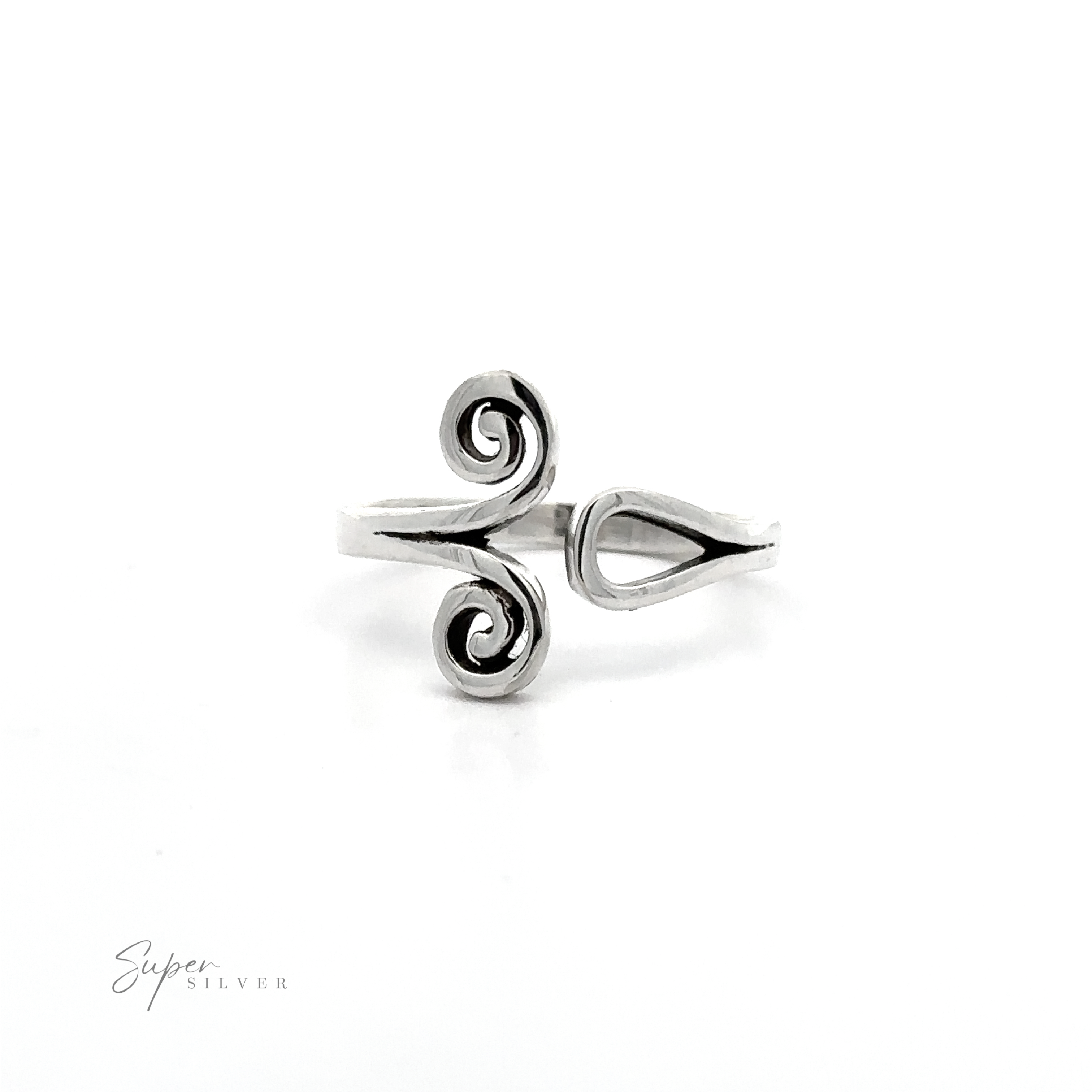 A contemporary chic adjustable ring with a spiral design.
