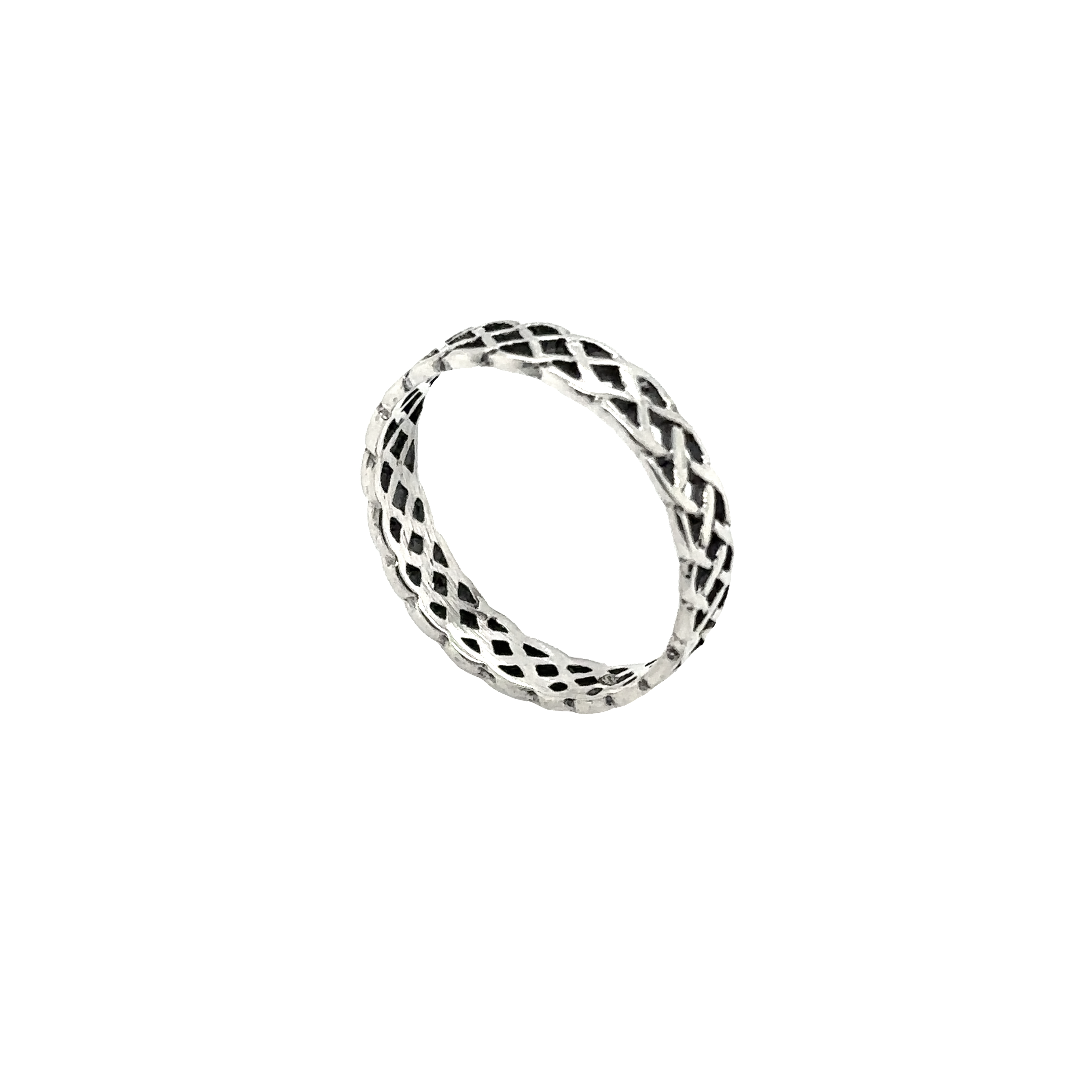 A cultural 4mm Weave Band Ring with an intricate Celtic design.