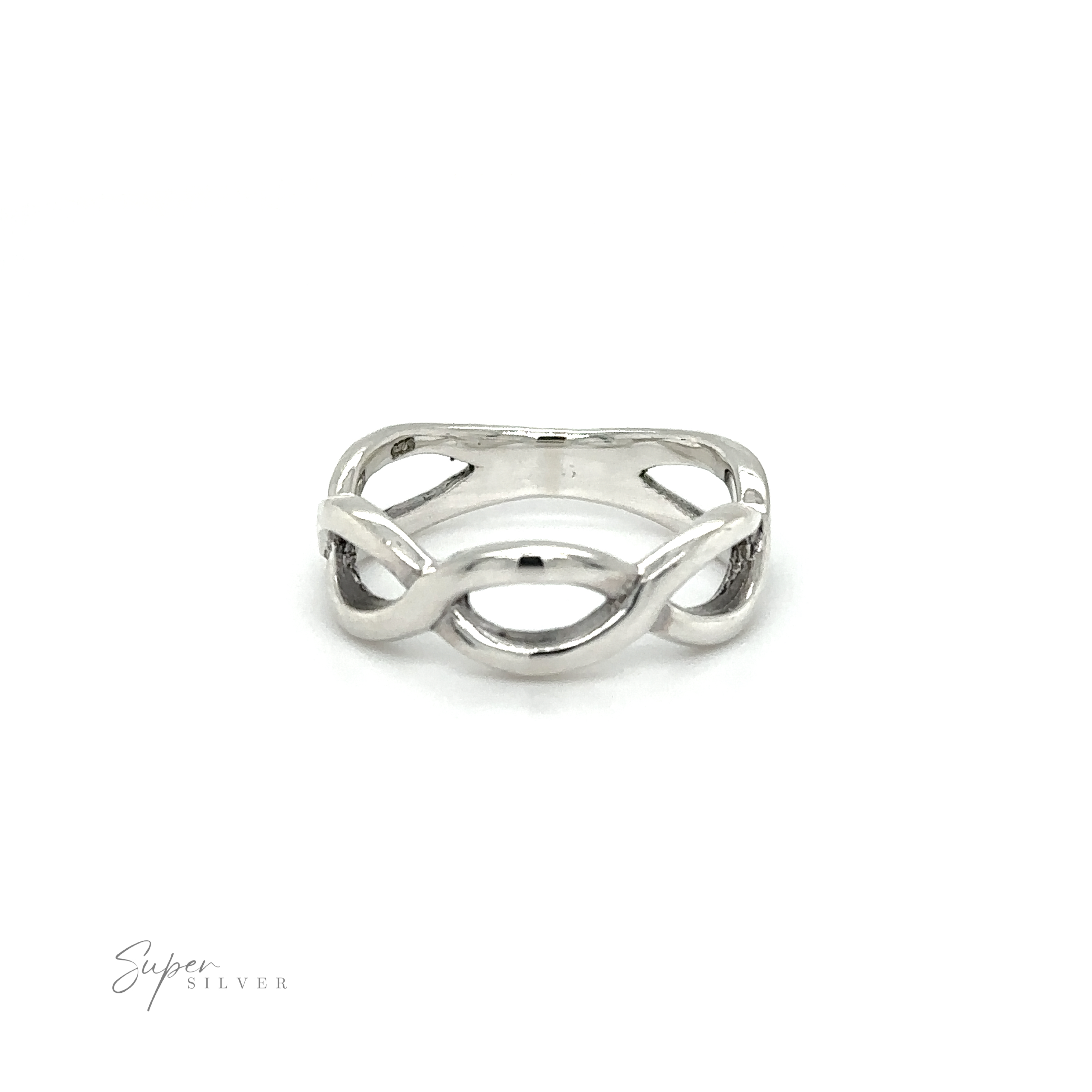 A .925 Sterling Silver Twisted Silver Band ring with a timeless elegance and a knot design, also known as an Infinity ring.
