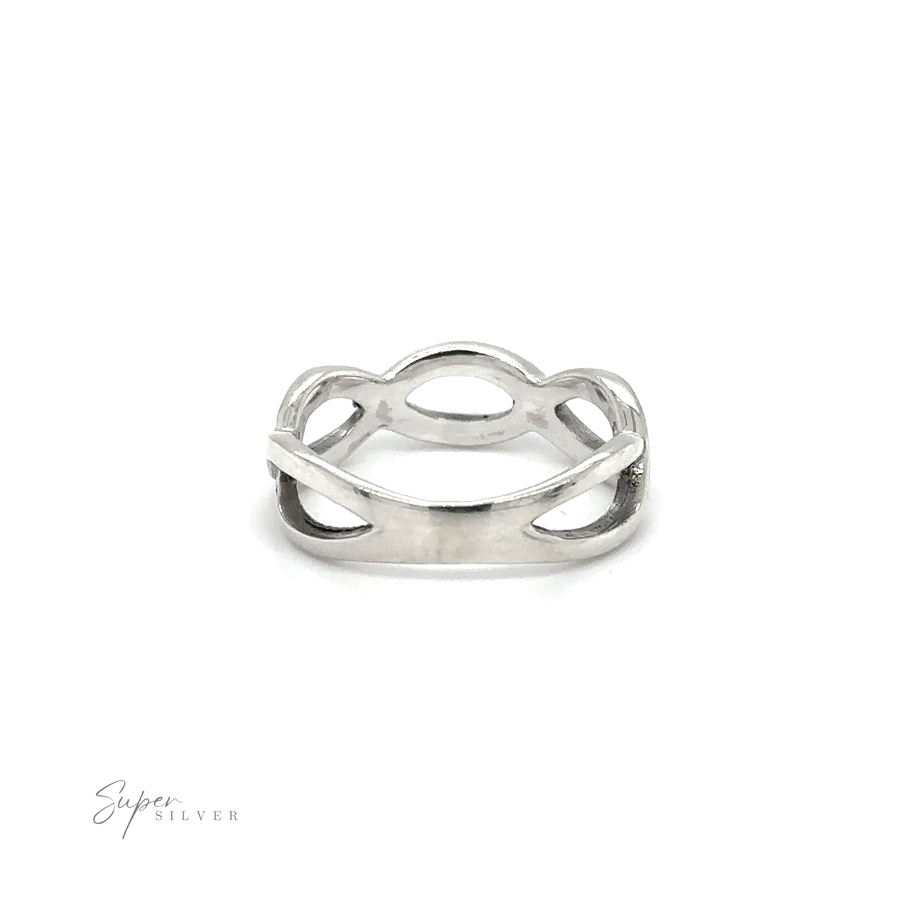 A timeless elegance Twisted Silver Band with an open design.