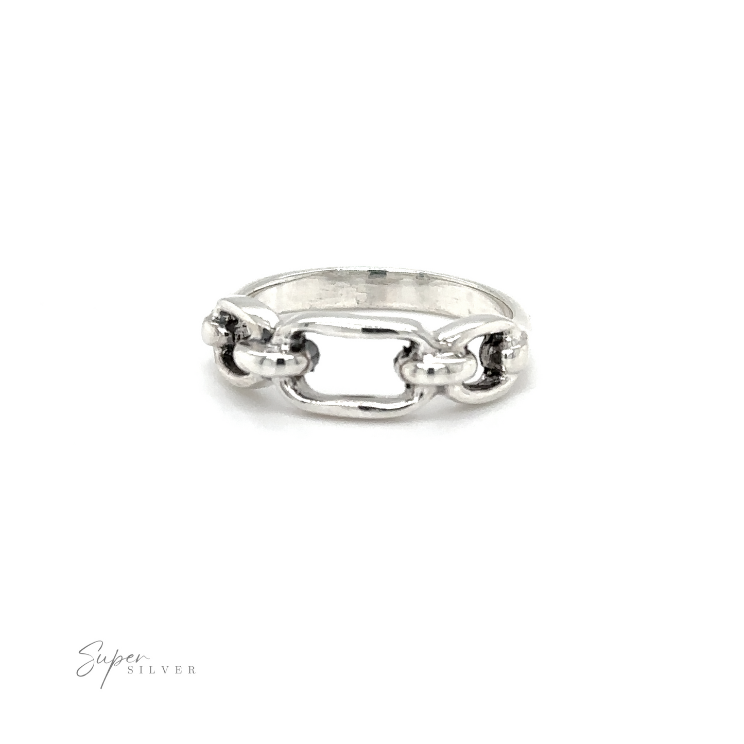 A modern fashion statement, this Thick Chain Link Ring from Super Silver combines versatility with a silver chain-like design.