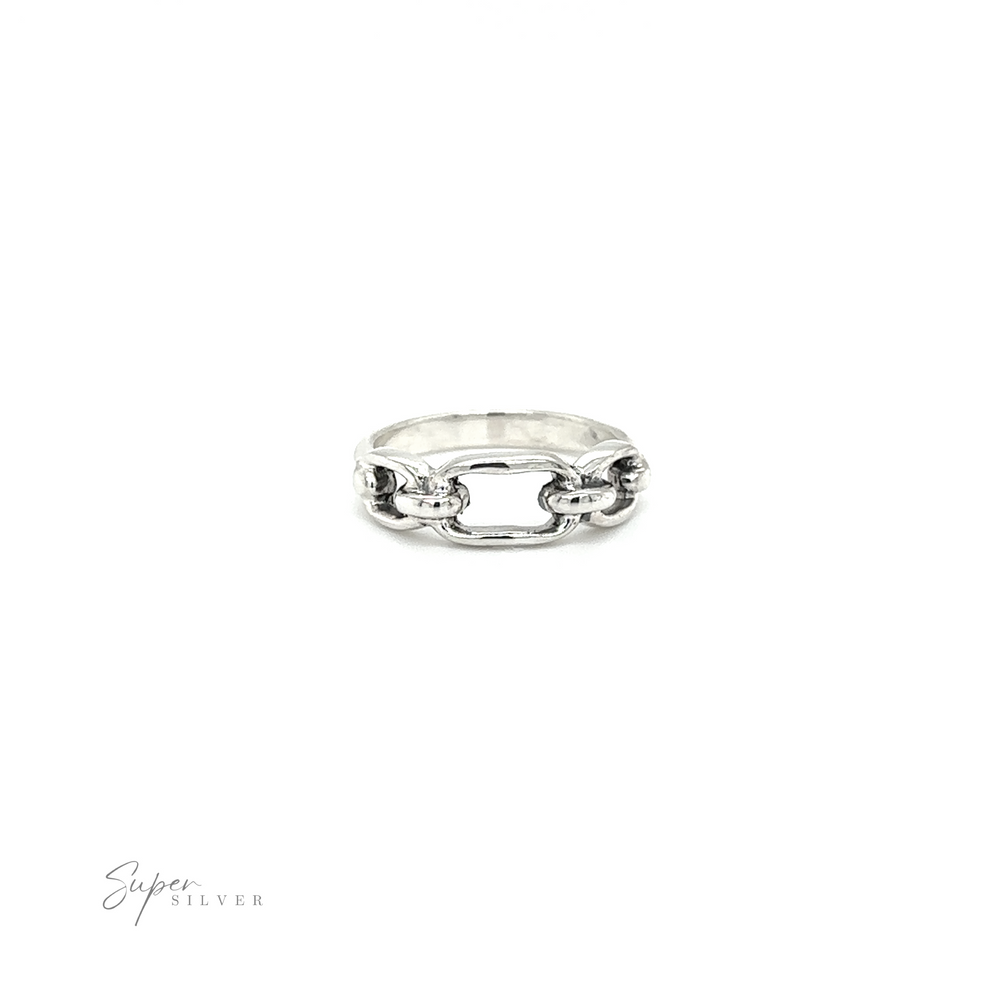 
                  
                    A modern fashion statement, the versatile Thick Chain Link Ring by Super Silver features a silver ring with a delicate chain.
                  
                