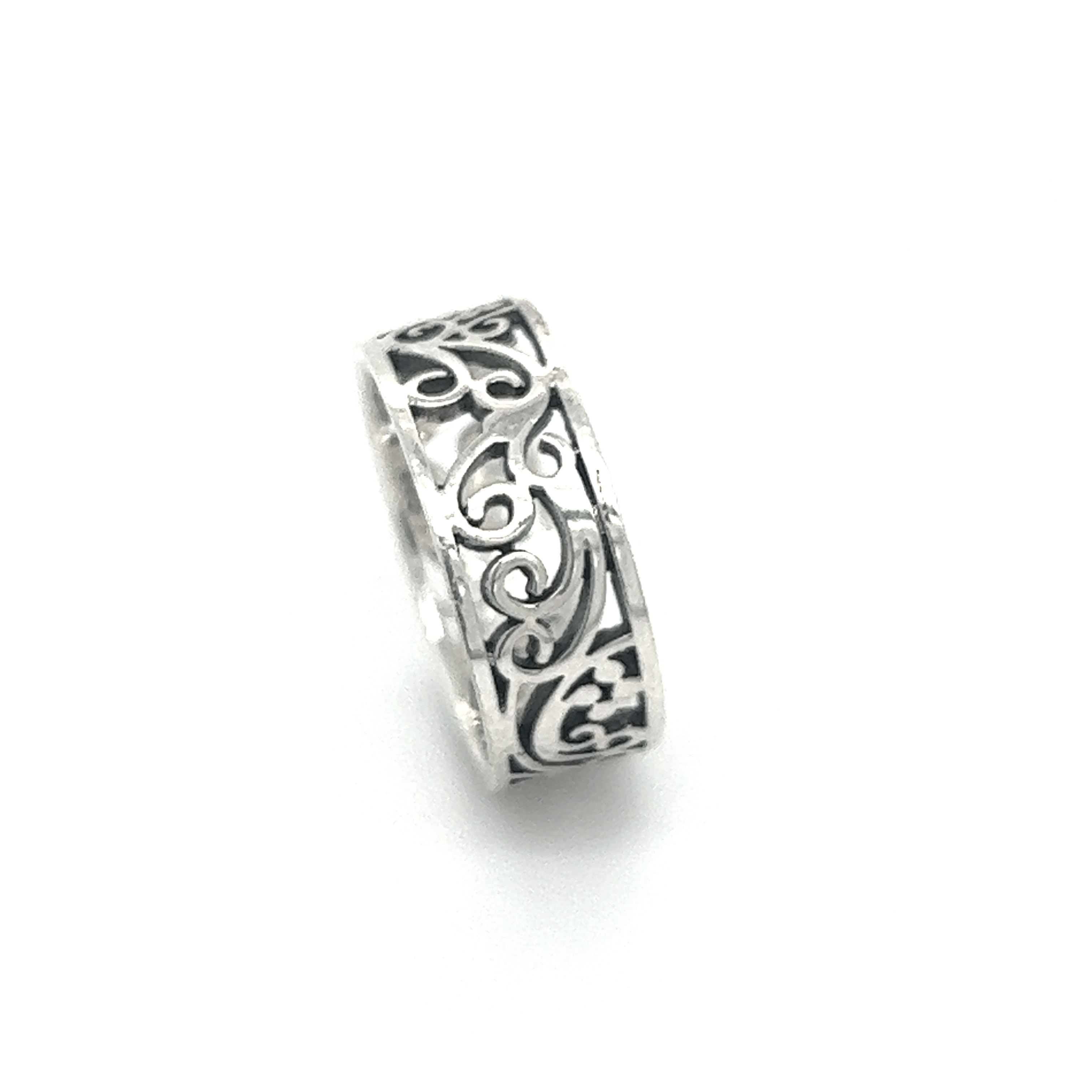 A stunning silver ring with a Thick Filigree Square Band design.