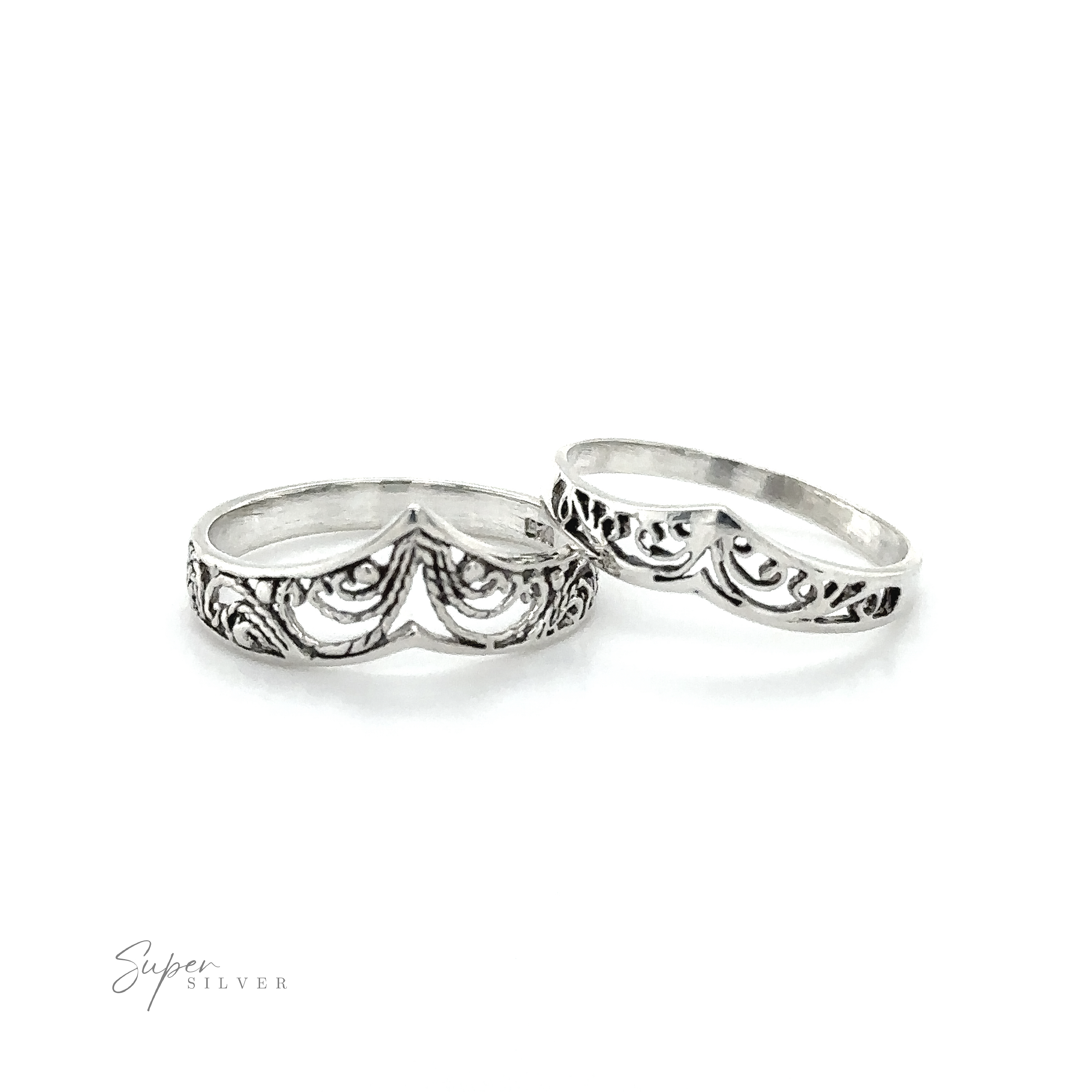 Two Chevron Rings With Filigree Design