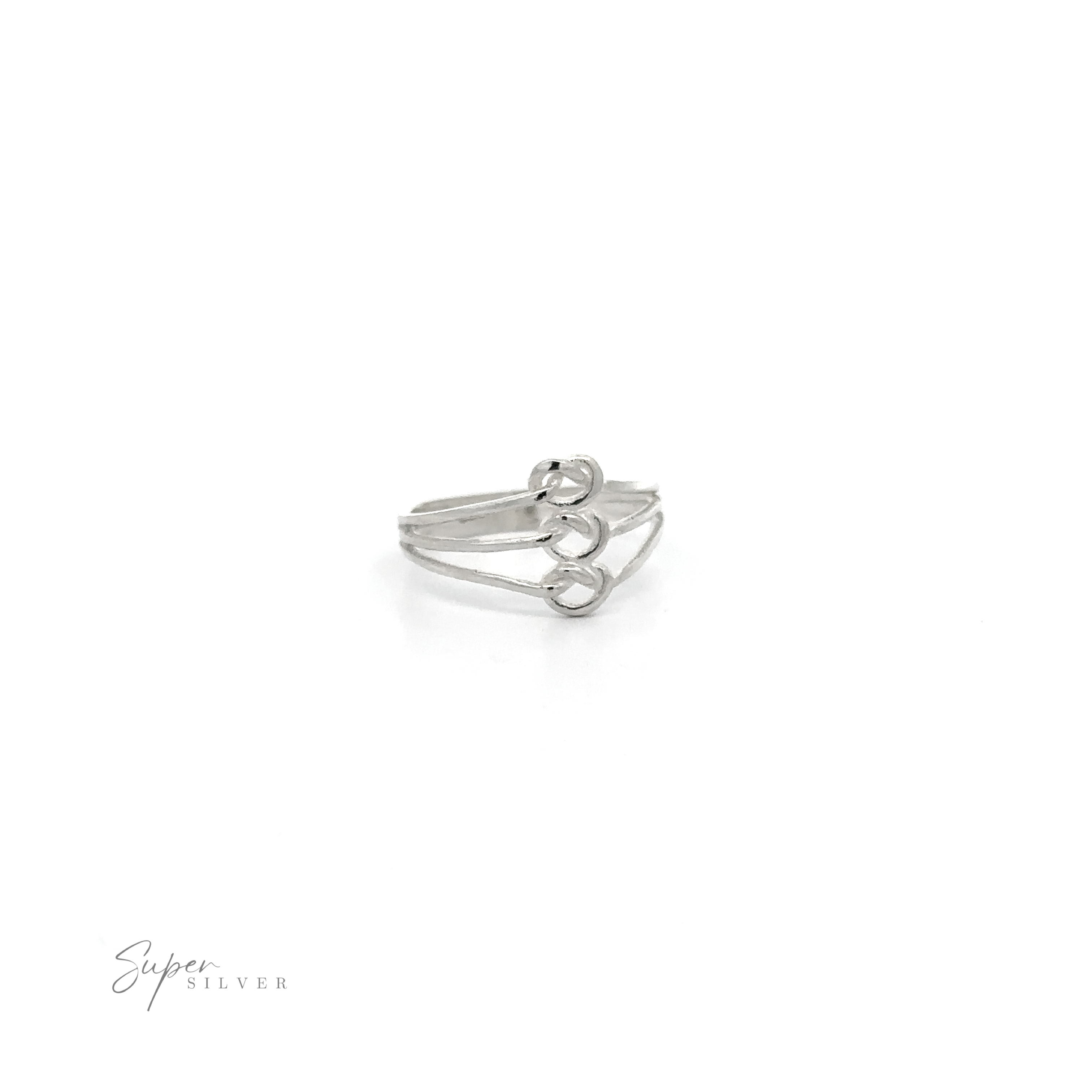 A Funky Silver Knotted Ring with three diamonds on it, featuring a whimsical and unparalleled design.