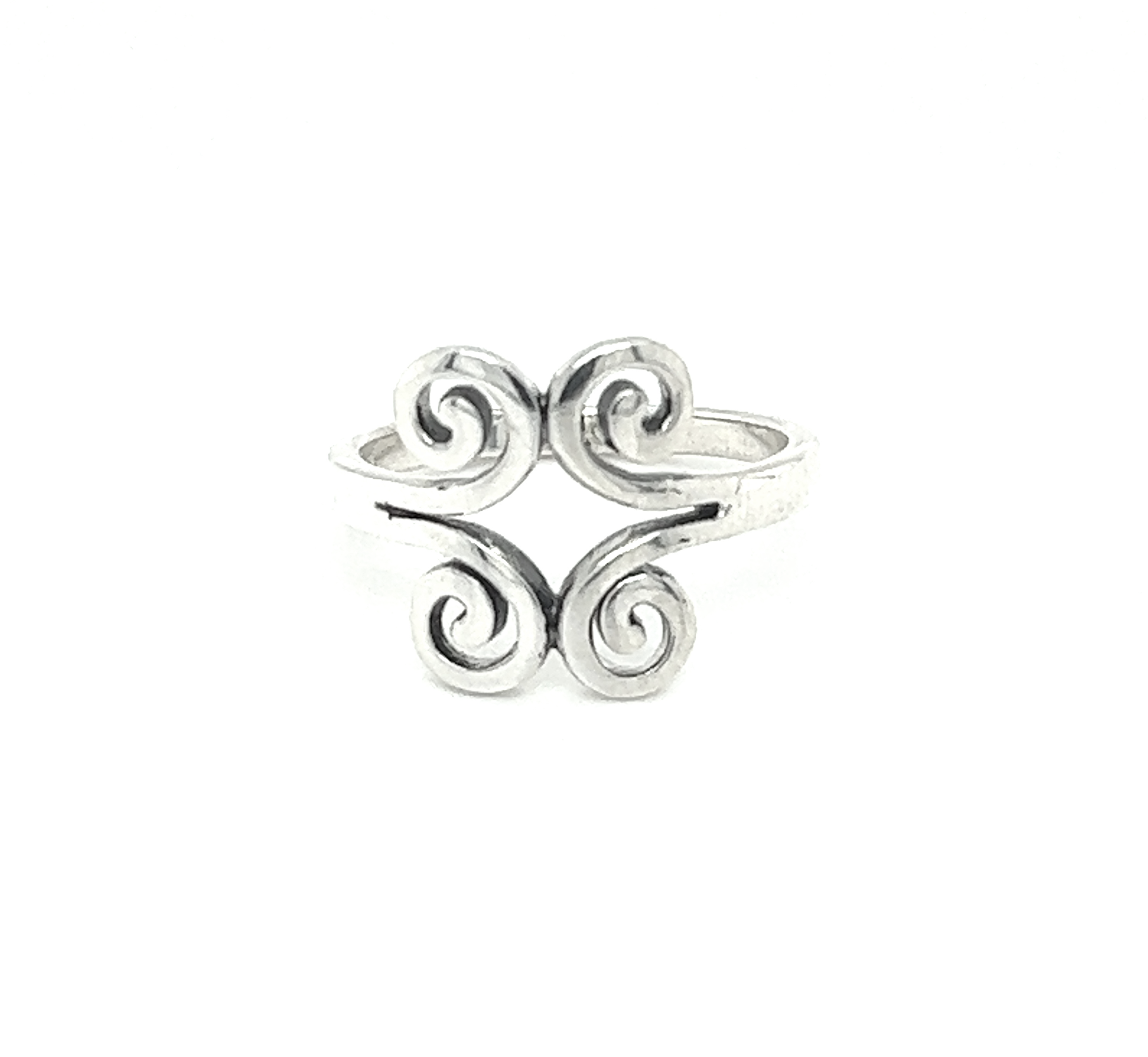 A Popular Silver Swirl Ring with a silver swirl design.