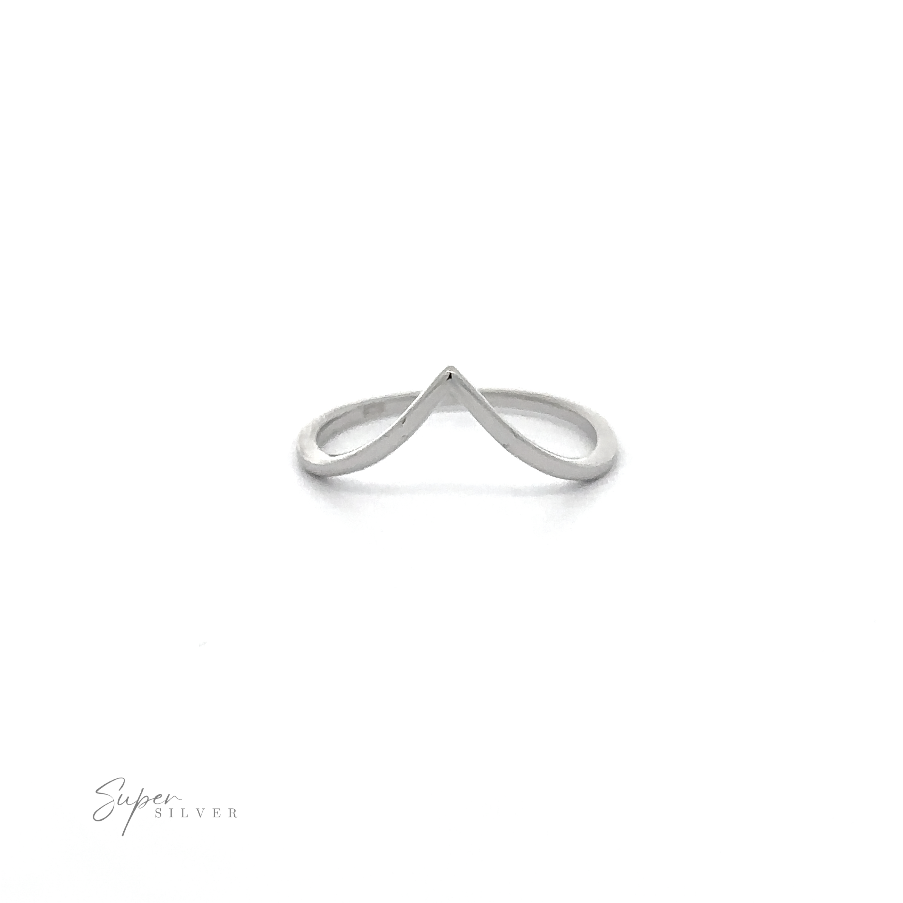 A Delicate Chevron Ring with a high polish finish.