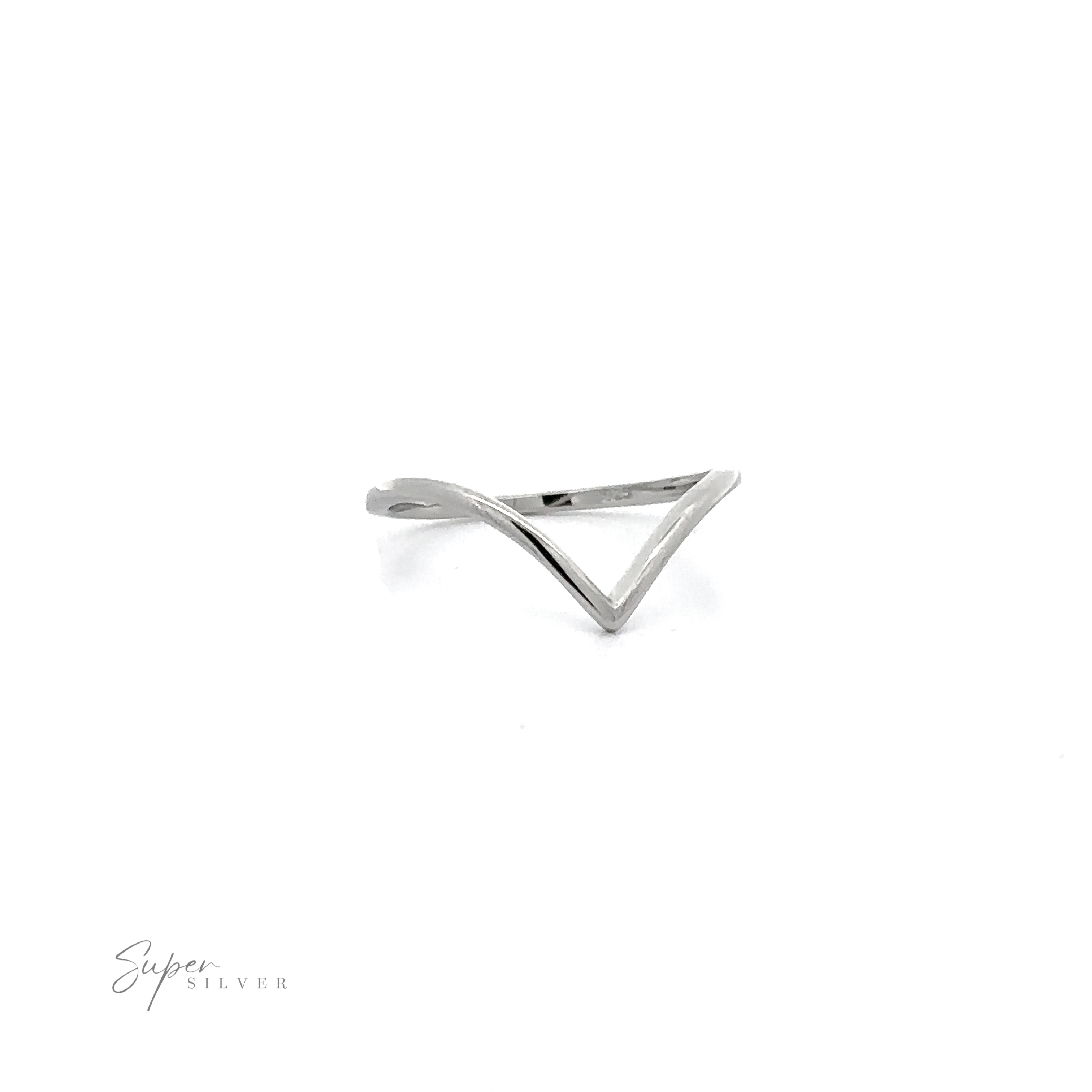 A Delicate Chevron Ring made of .925 sterling silver with a high polish finish.