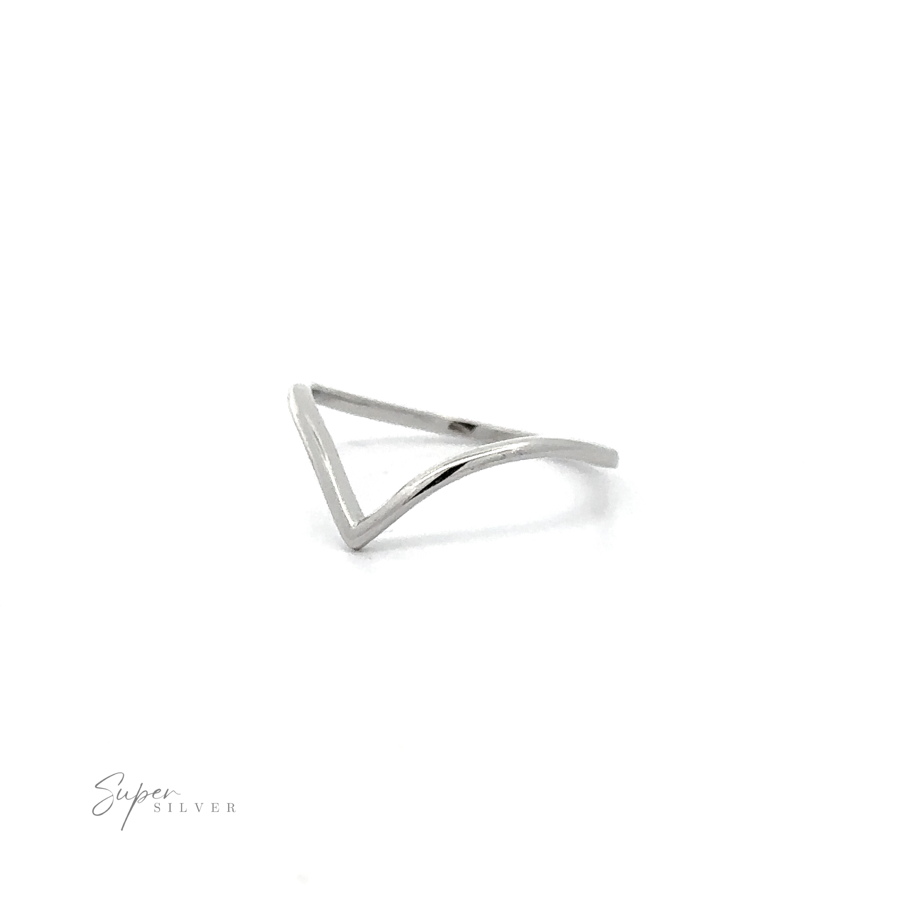 A Delicate Chevron Ring with a V-shaped triangle design.