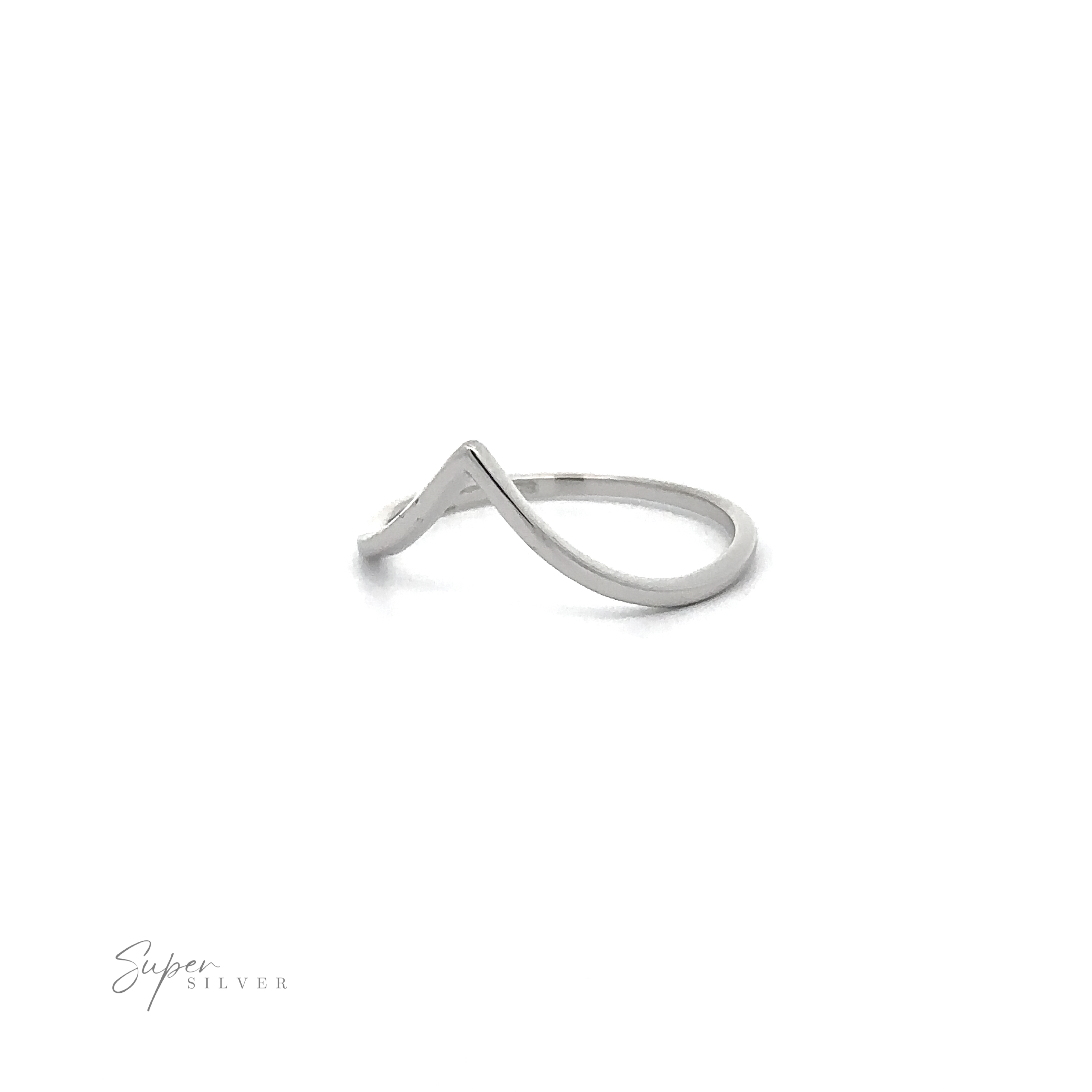 A Delicate Chevron Ring with a V-shaped curved shape and a high polish finish.