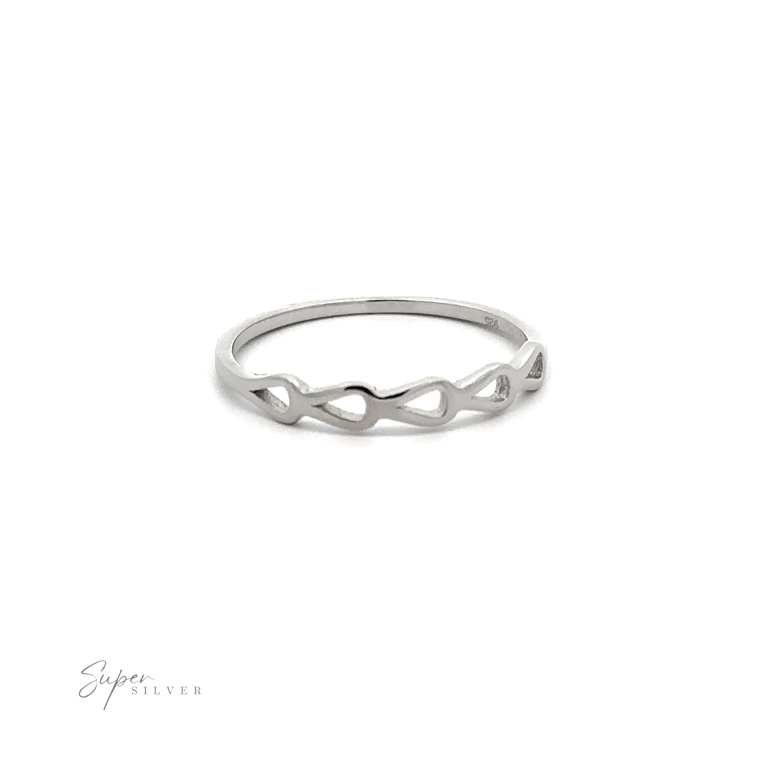 A sterling silver Cutout Teardrop Ring with an intricate teardrop design.