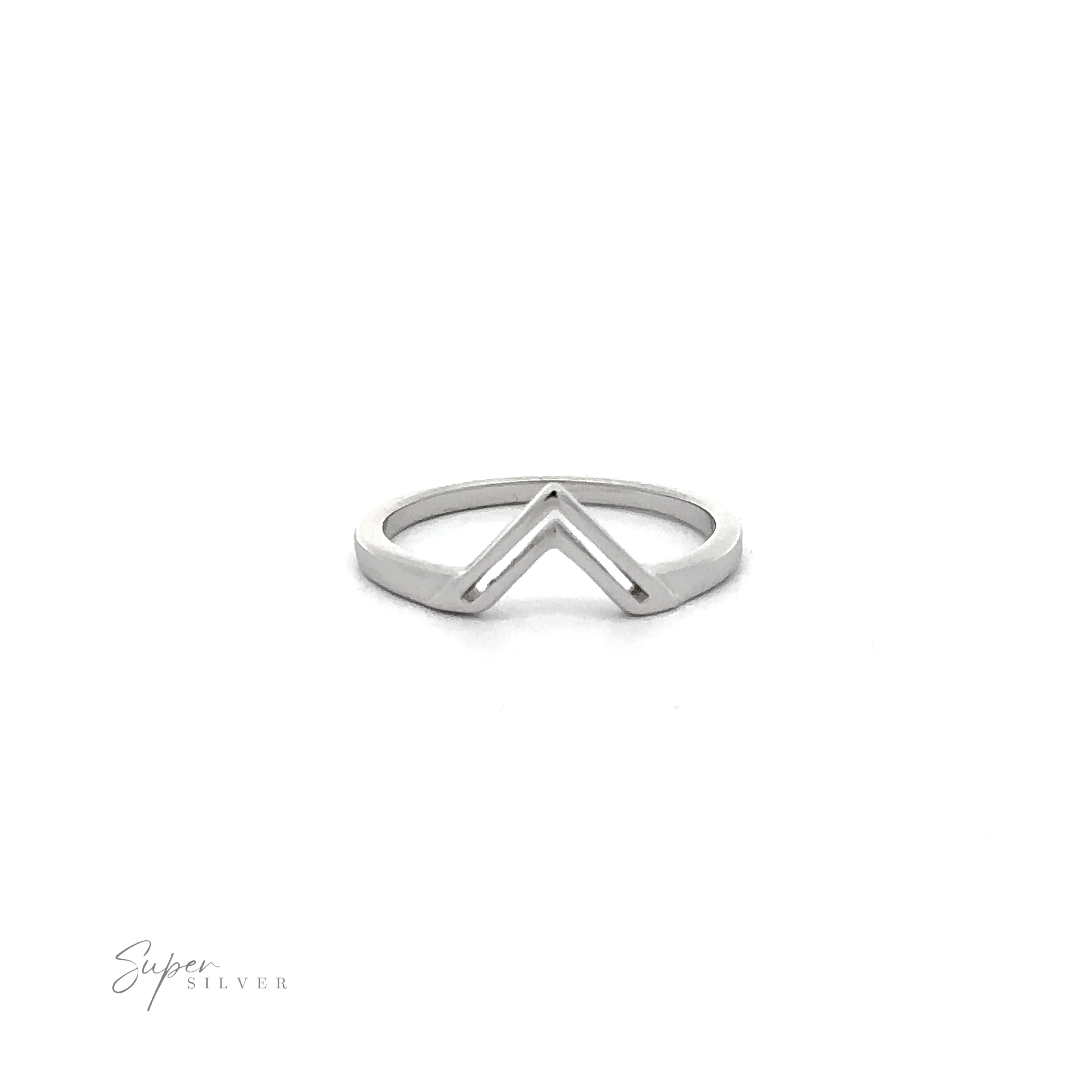 A minimalist Unique "V" Shaped Ring with a triangle design.