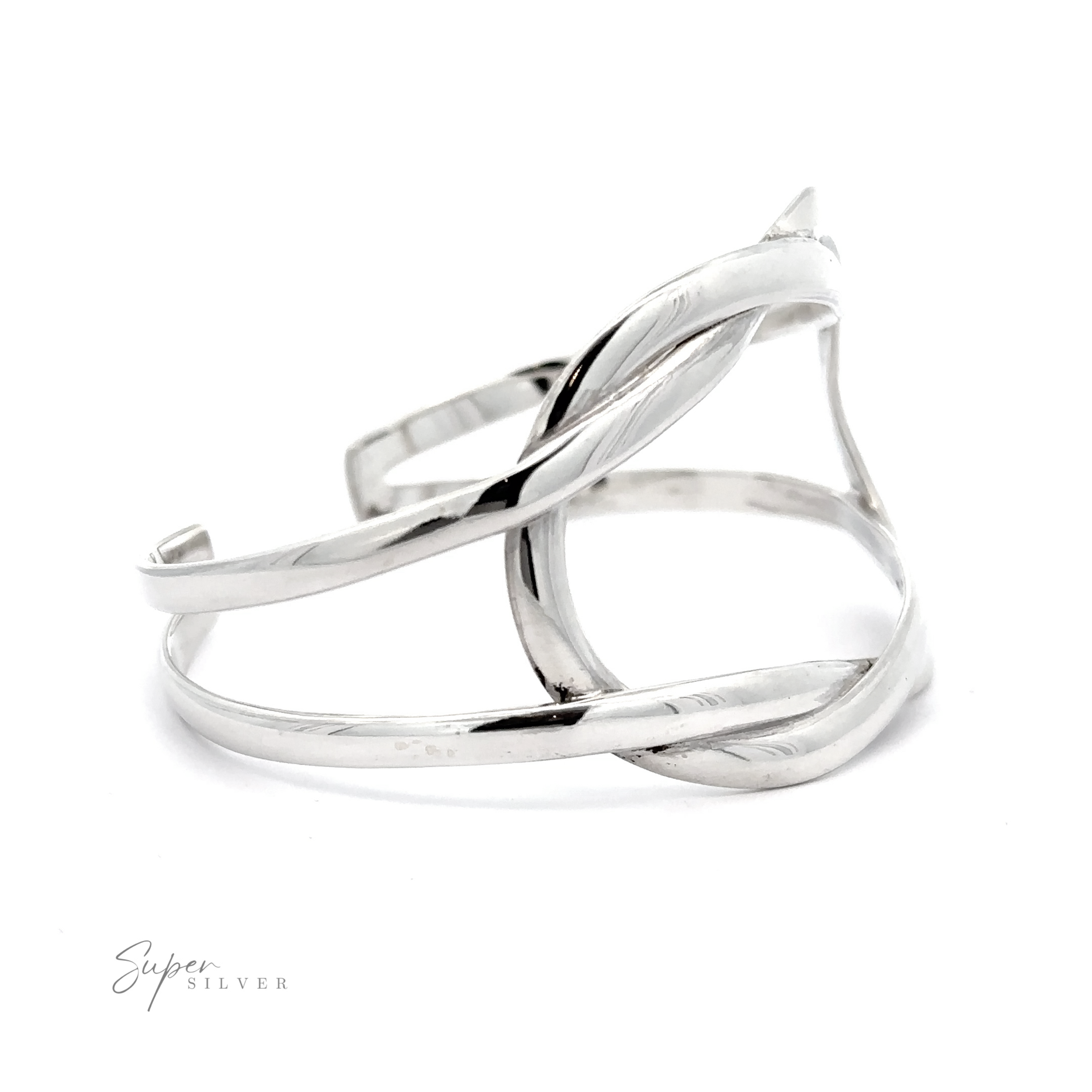 A Statement Square Knot Cuff bracelet with a twisted design.