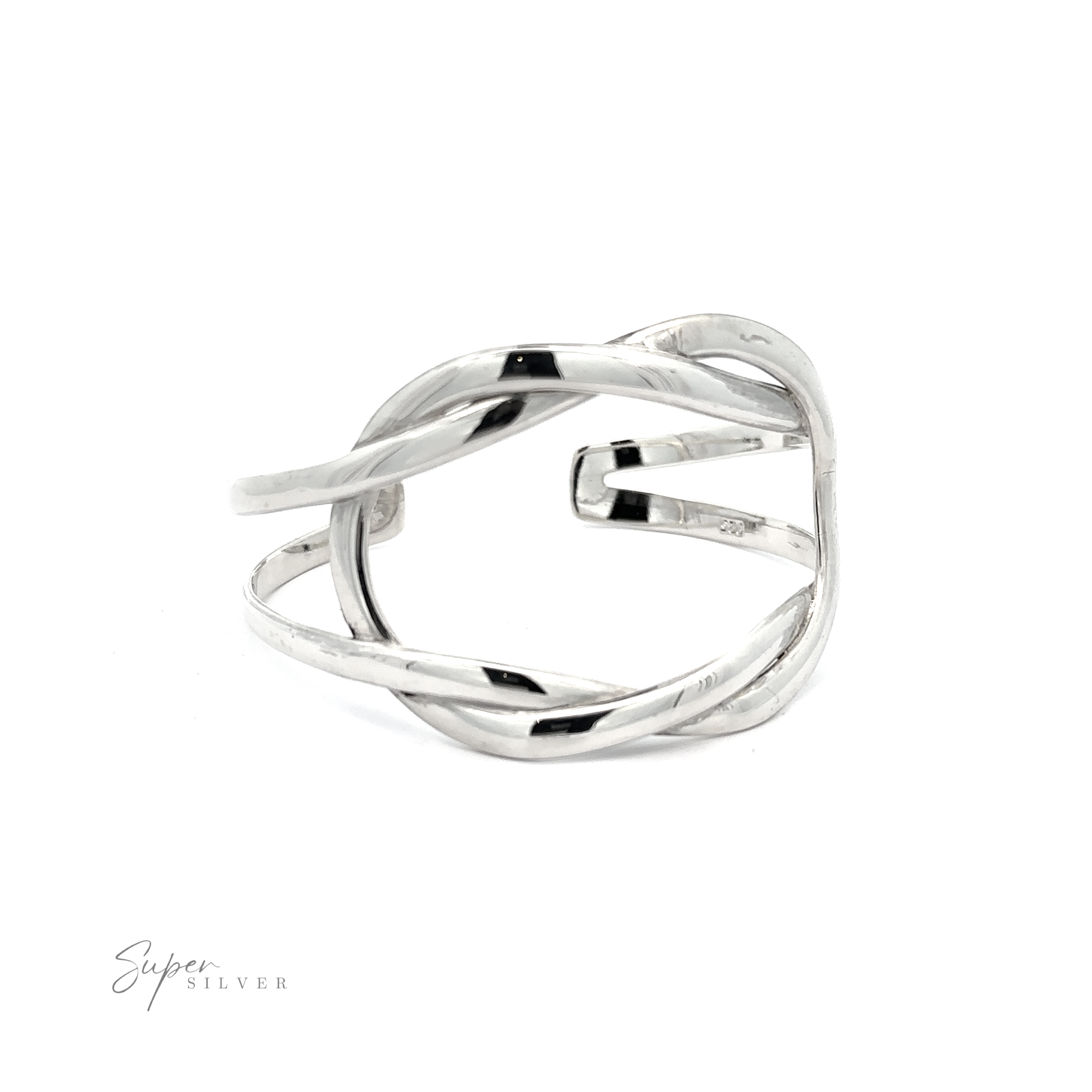 A Statement Square Knot Cuff cuff bracelet with a twist on it.
