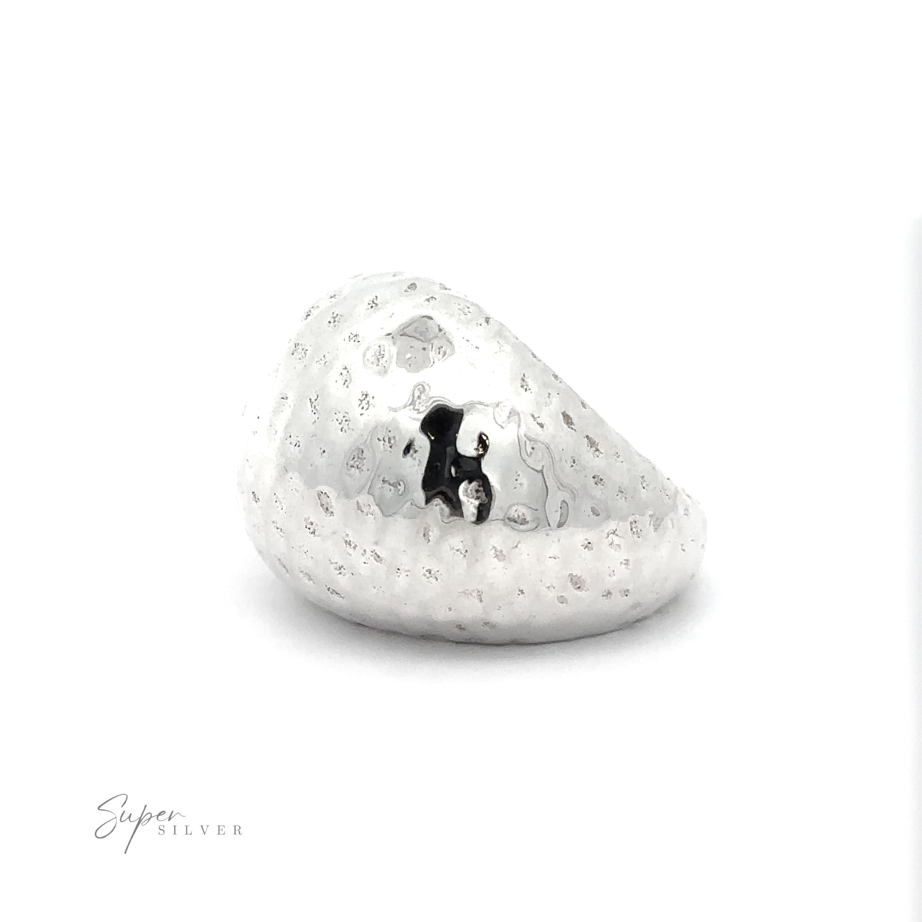 A Statement Hammered Ring with a black and white pattern, crafted in silver.