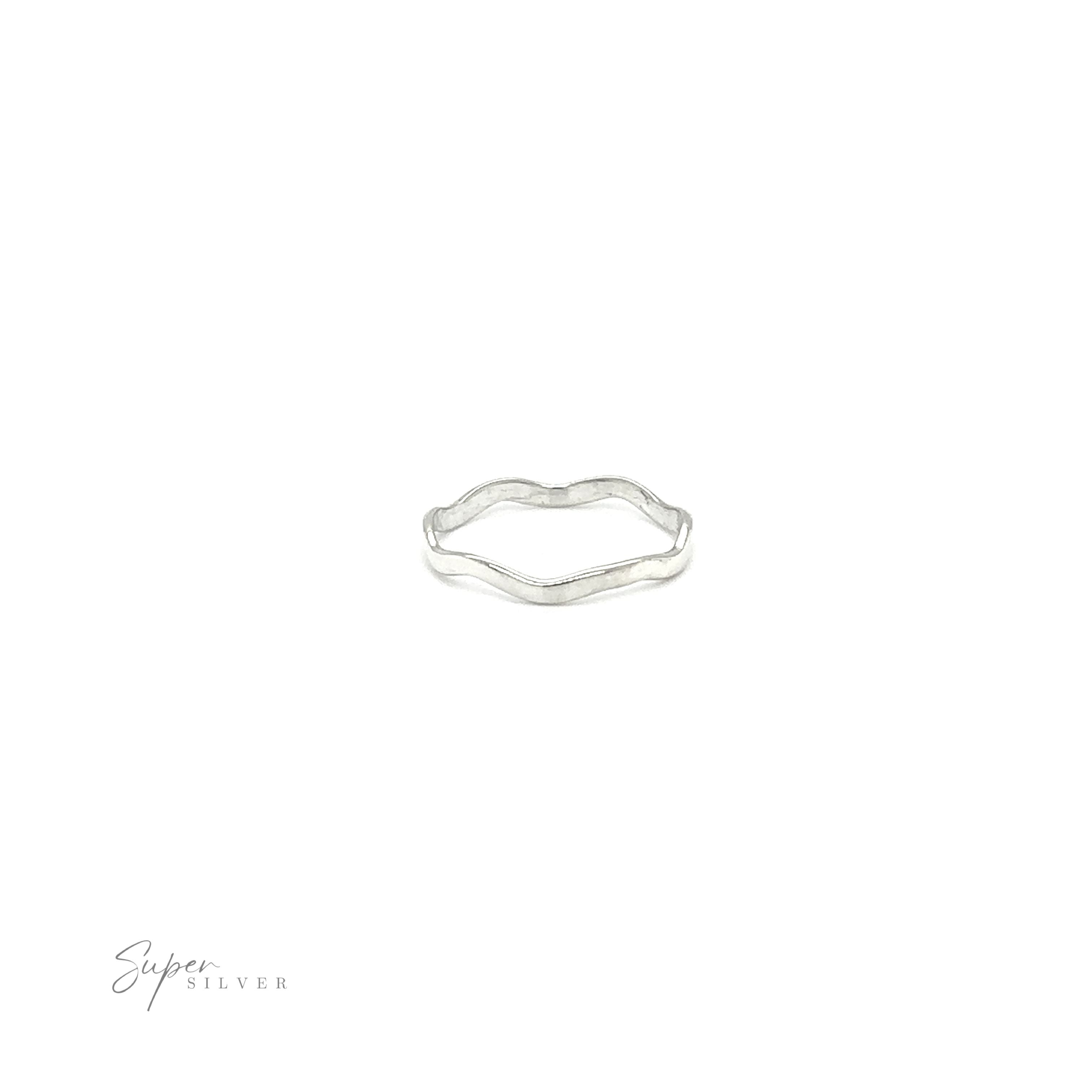 A timeless and versatile Wavy Silver Band with a curved shape, featuring a simple wavy band for a minimalist style.