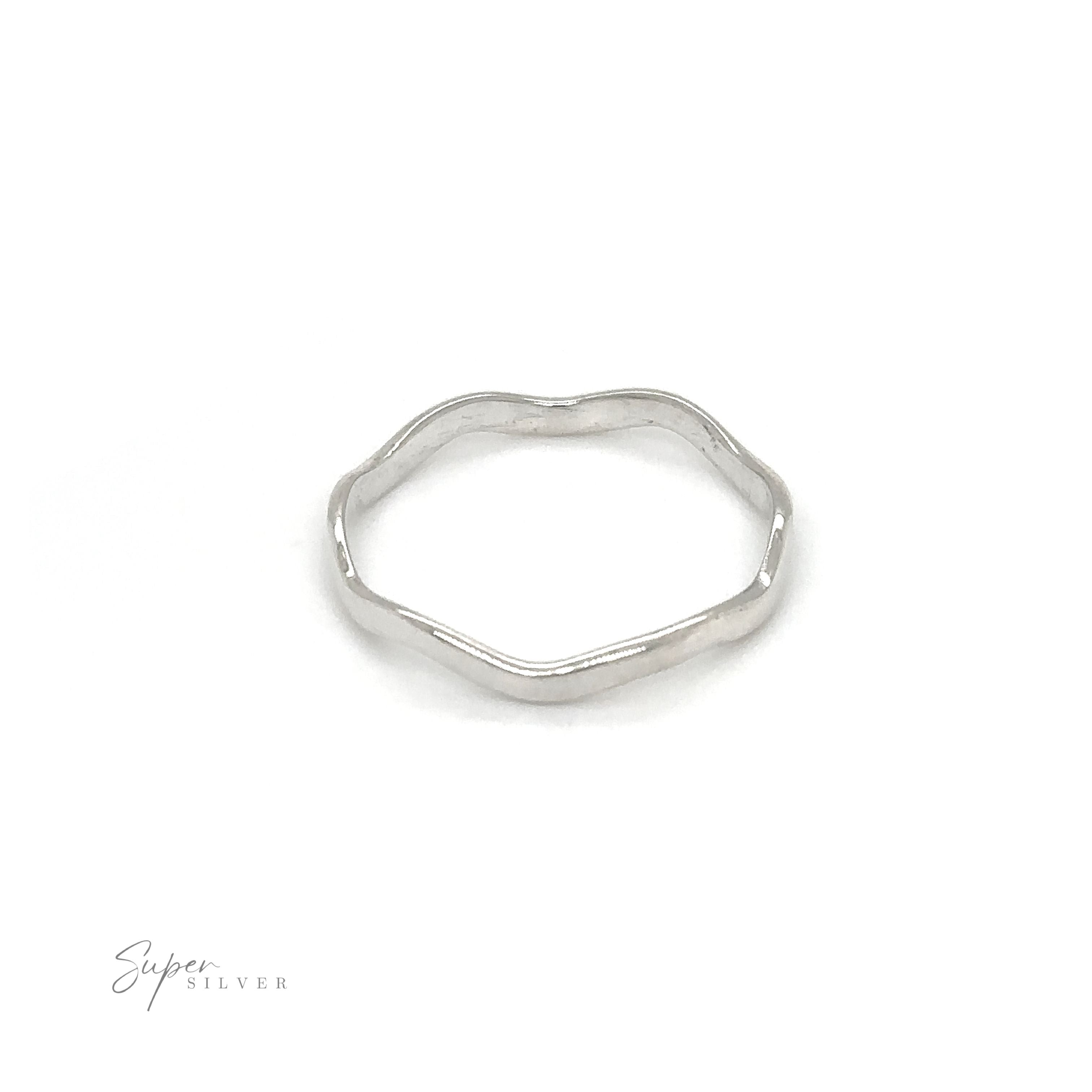 A minimalist style wavy silver band with a simple wavy band.