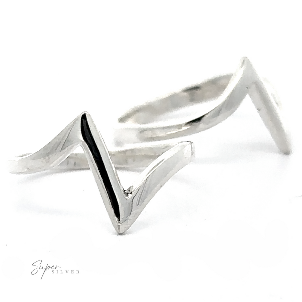 Simple Zig-Zag Ring displayed on a white background, featuring a clean, minimalist design with a small black accent.