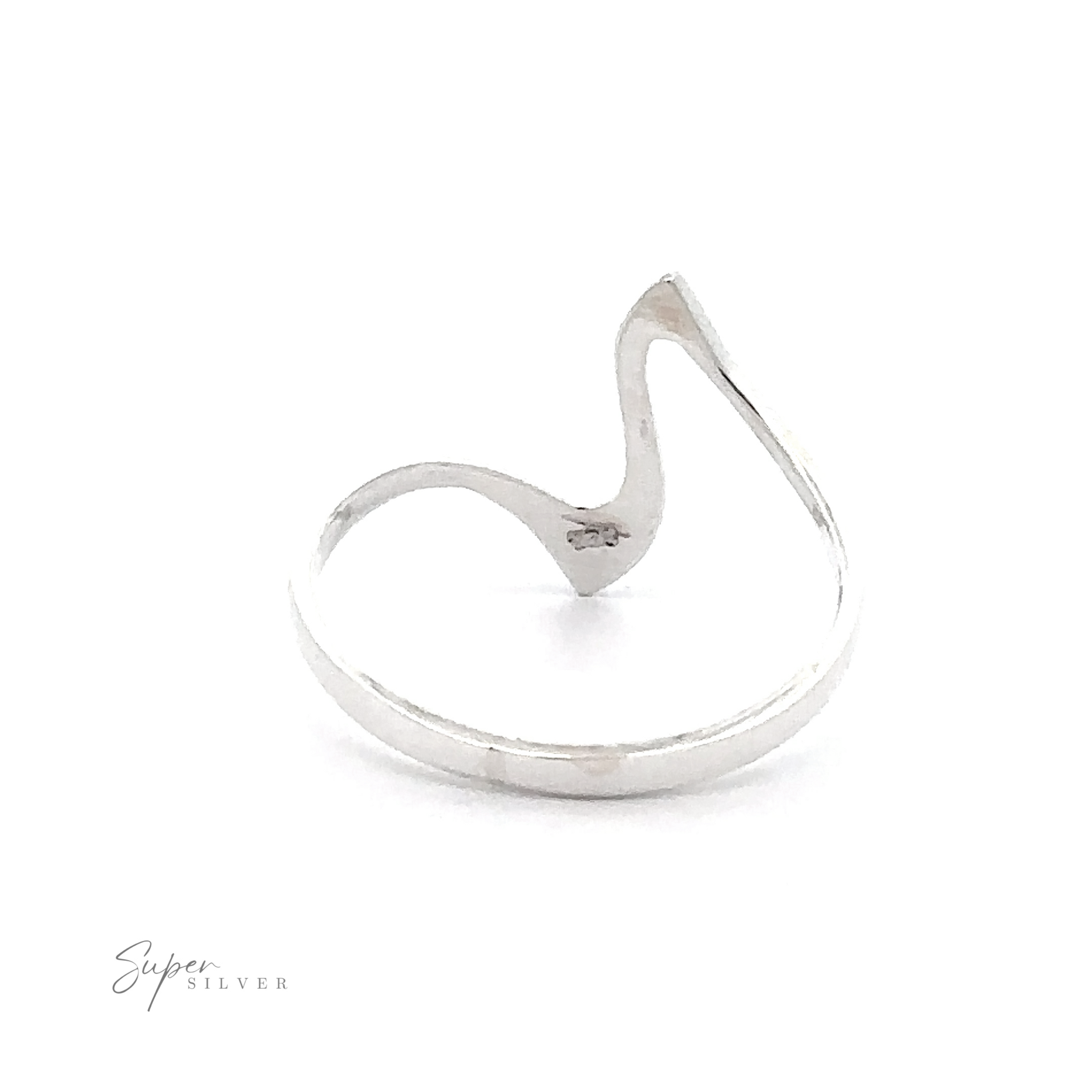 Thin Silver Wavy Freeform Ring with a unique wave design, crafted from .925 Sterling Silver, displayed against a white background.
