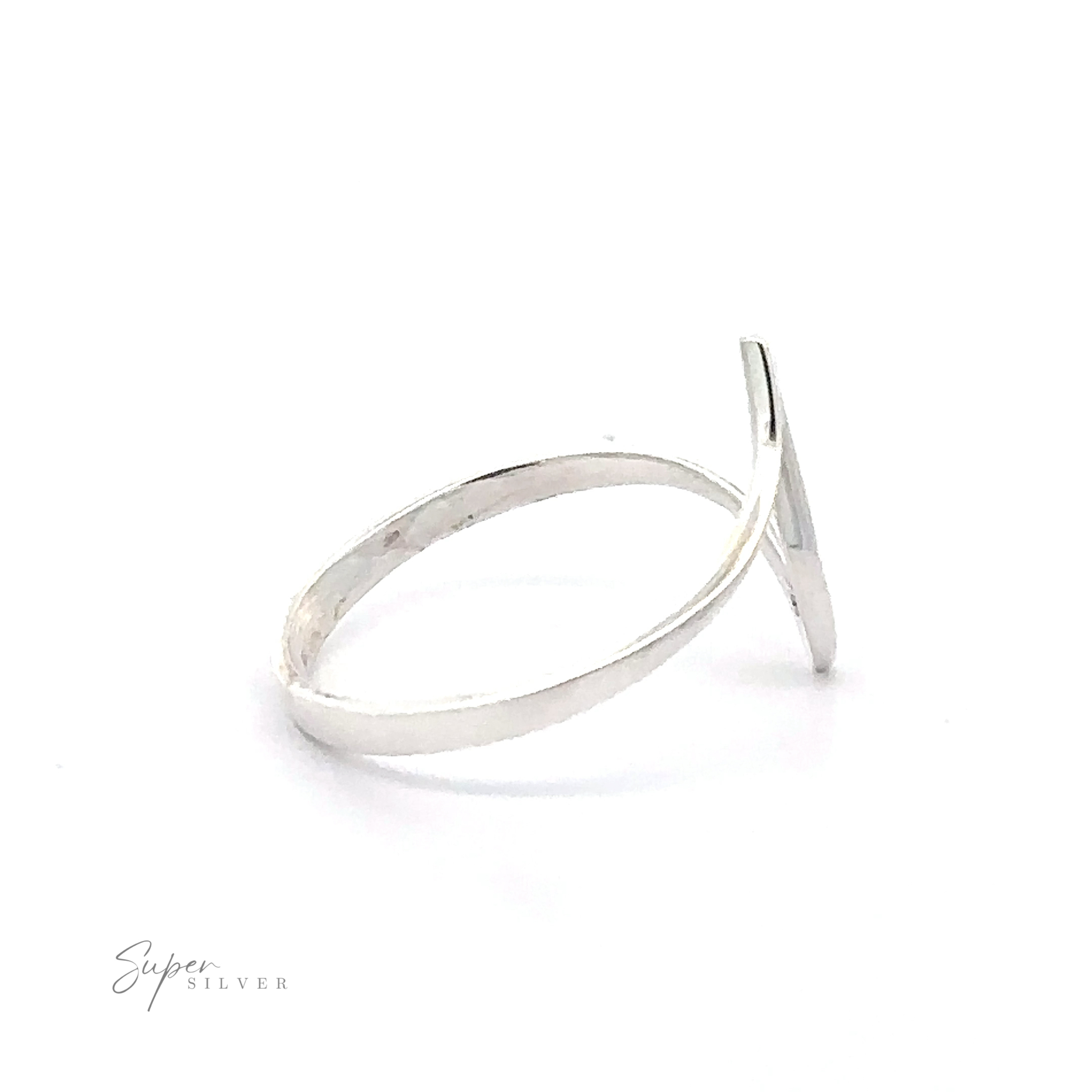 A delicate Thin Silver Wavy Freeform Ring with a partially open band, displayed on a white background with ".925 Sterling Silver" inscribed at the bottom.