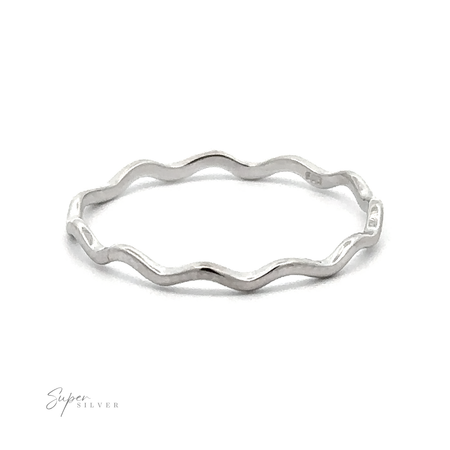 A Sterling Silver Wavy Band with a wavy pattern design.