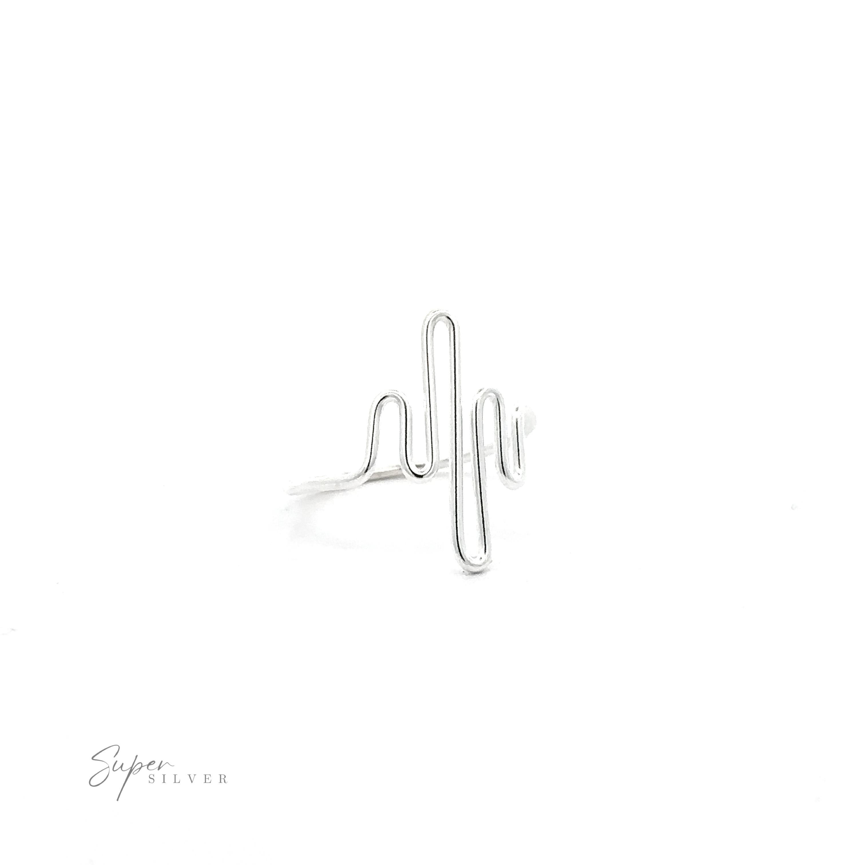 An eclectic Silver Squiggle Ring with a whimsical squiggle pattern, serving as a unique accent piece.