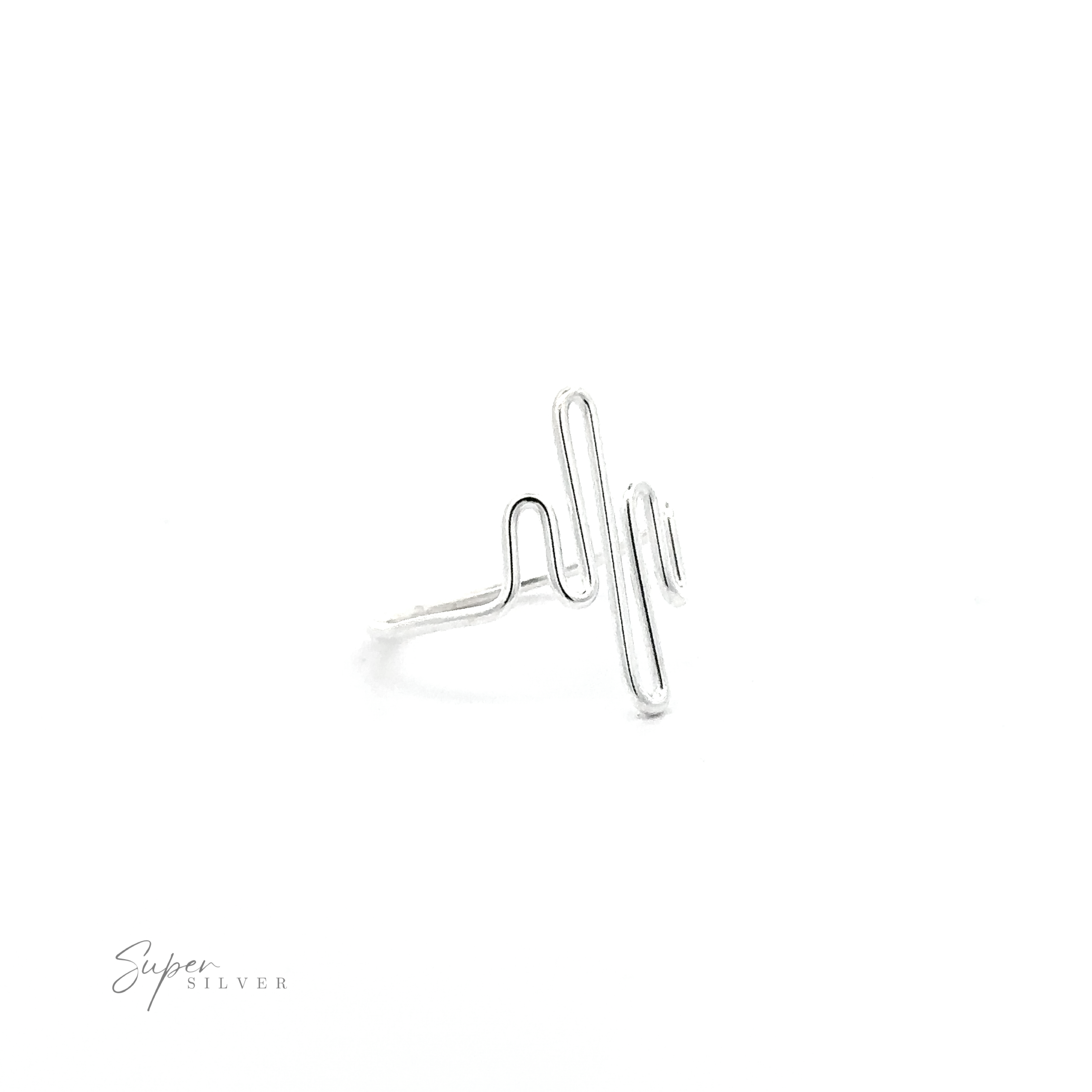 A Silver Squiggle Ring, perfect as a unique accent piece for eclectic minimalist styles.