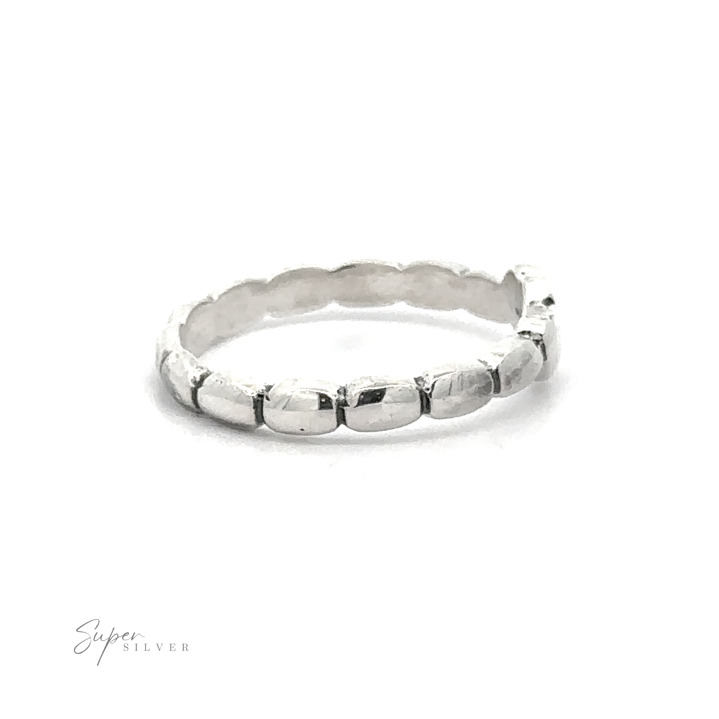 A Dainty Double Heart Band bracelet with a series of small, rectangular, faceted beads on a white background.