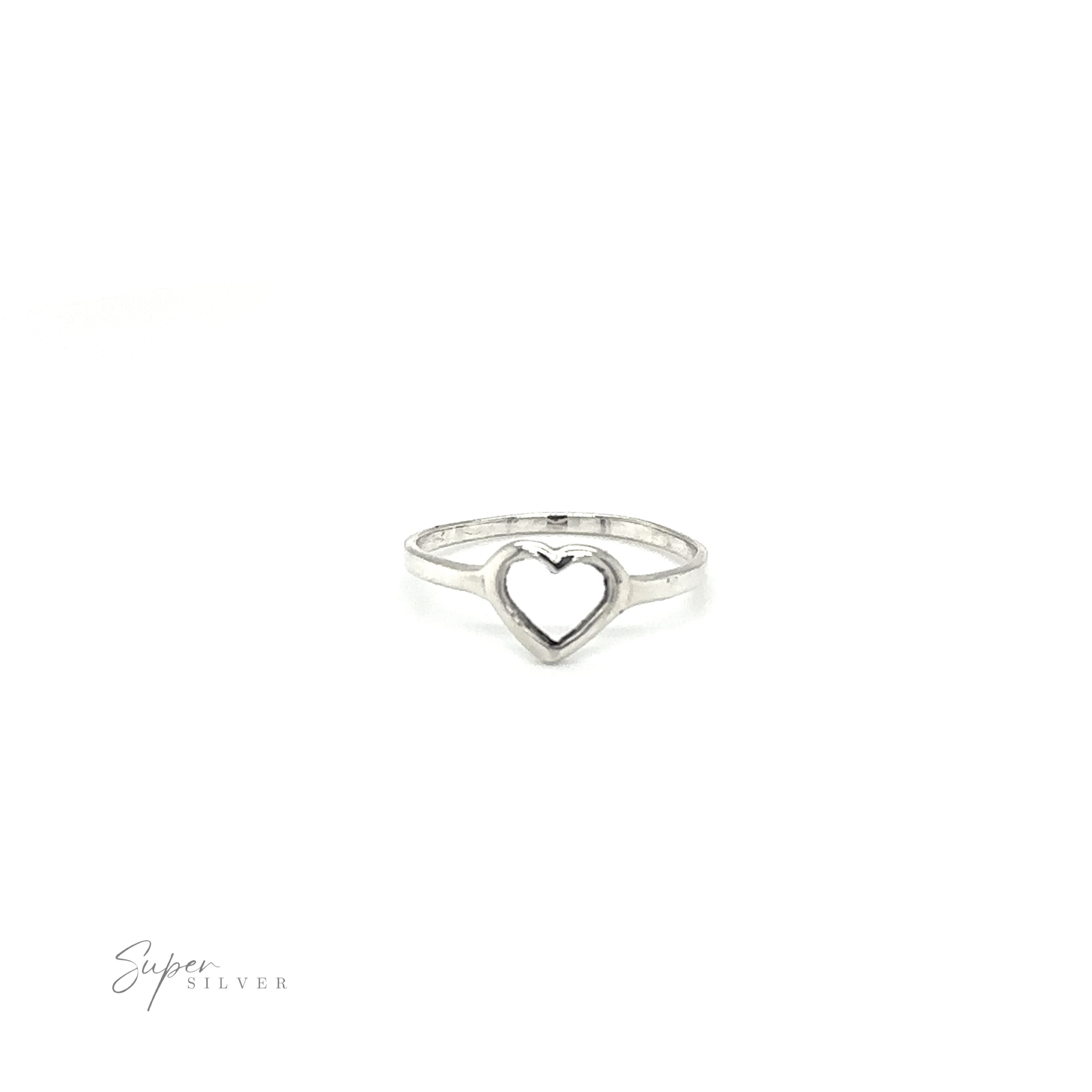A delicate heart outline ring on a white background.
